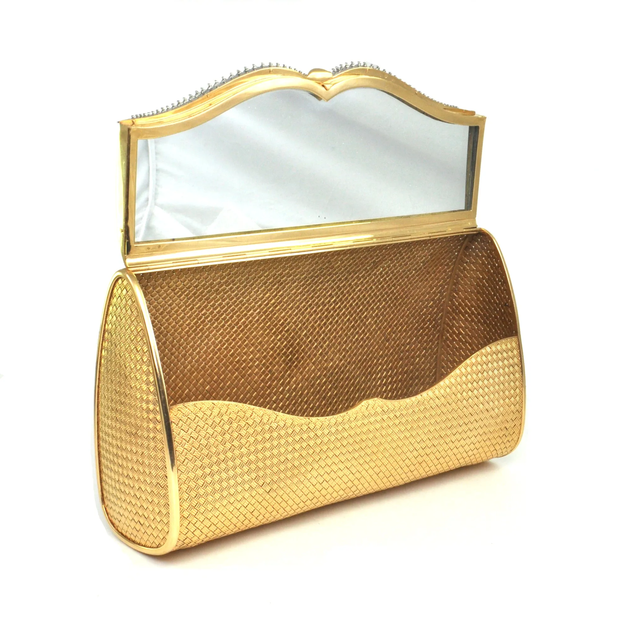 5 ct Diamonds, solid 18k gold and Platinum Mid-Century French Clutch