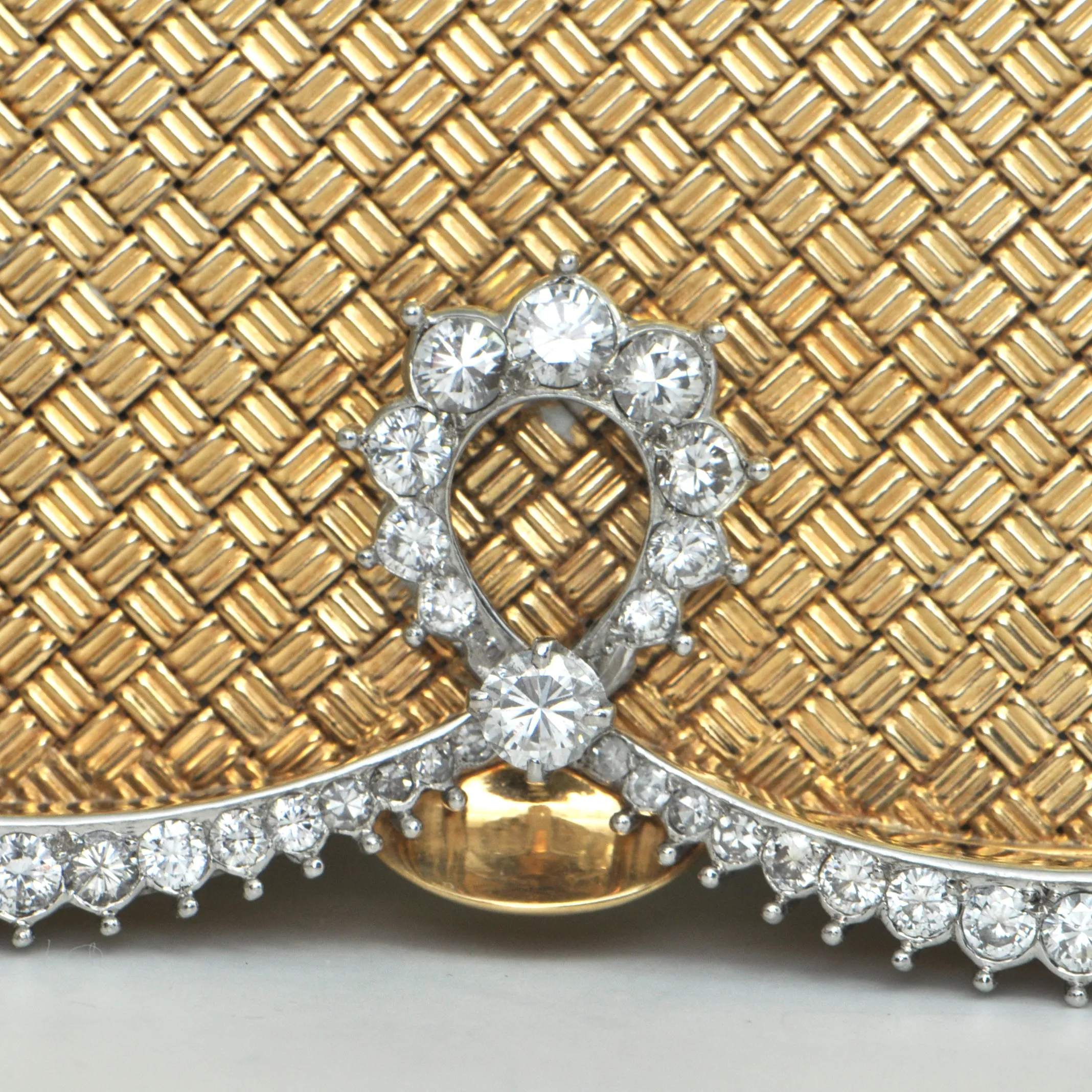 5 ct Diamonds, solid 18k gold and Platinum Mid-Century French Clutch