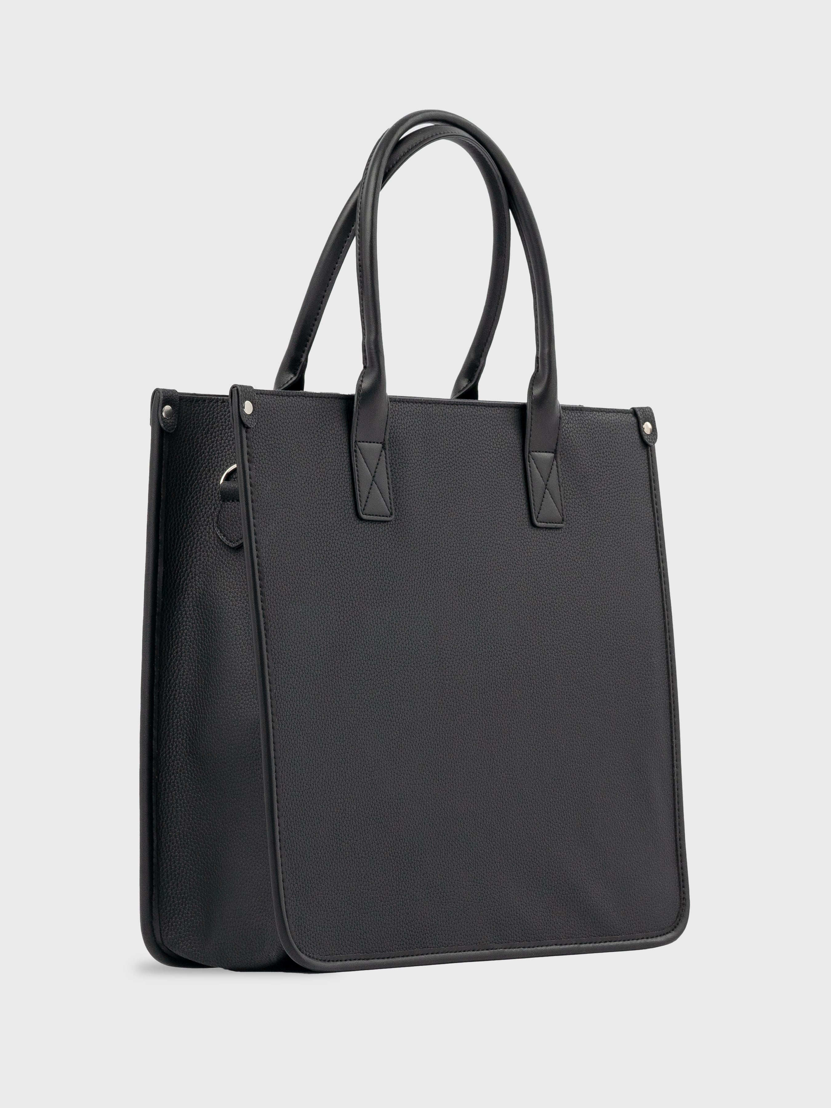 Ares Tote Bag With Zipper - Black Pebble