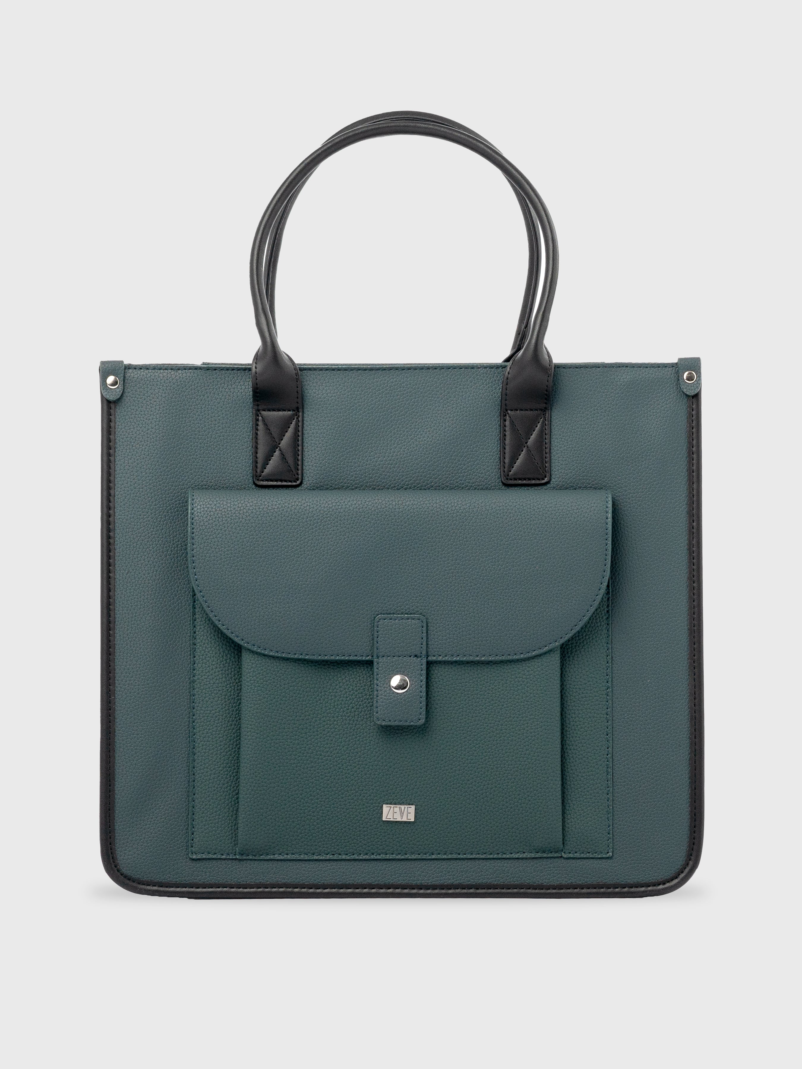 Ares Tote Bag With Zipper - Dark Green