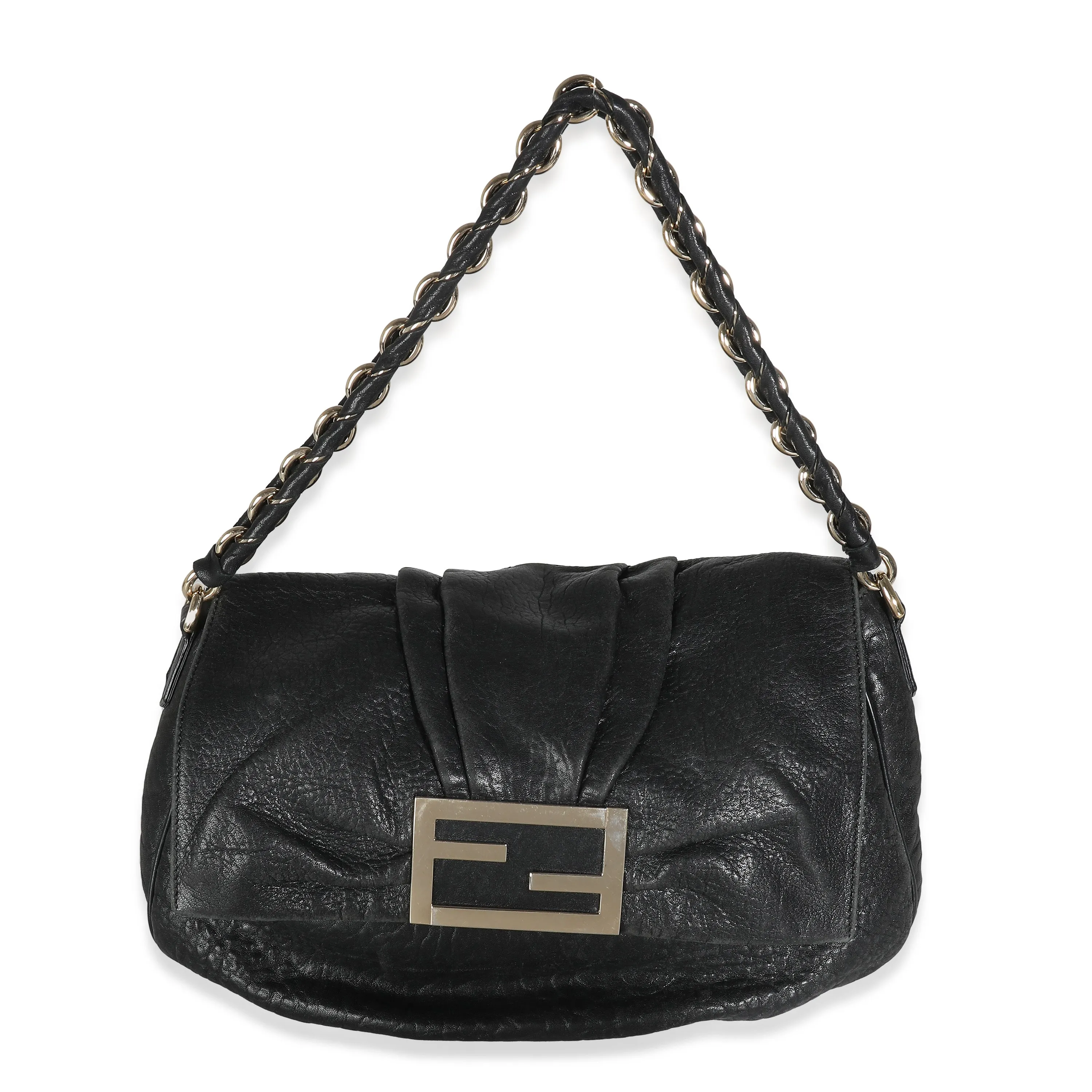 Black Crinkled Lambskin Mia Flap Bag