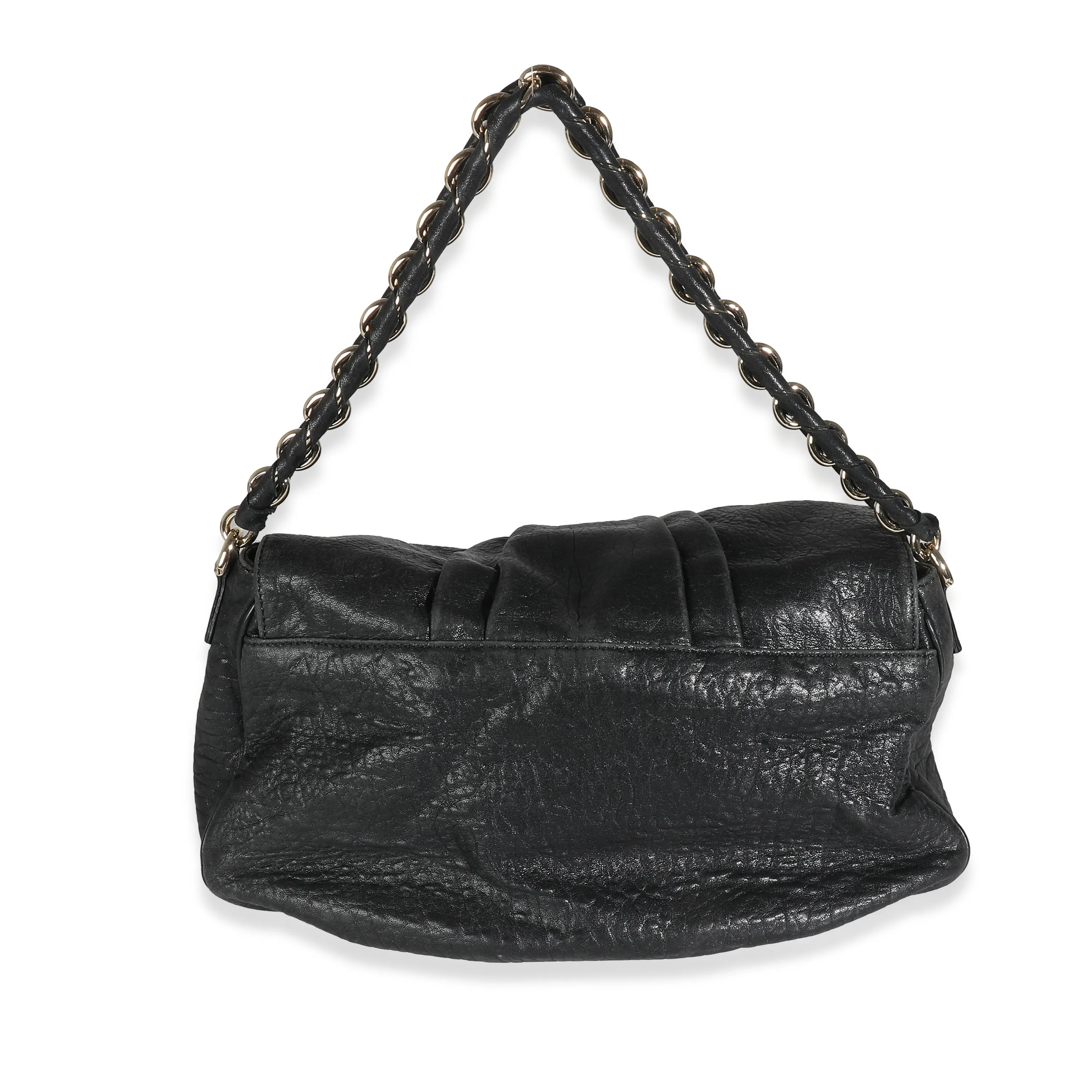 Black Crinkled Lambskin Mia Flap Bag