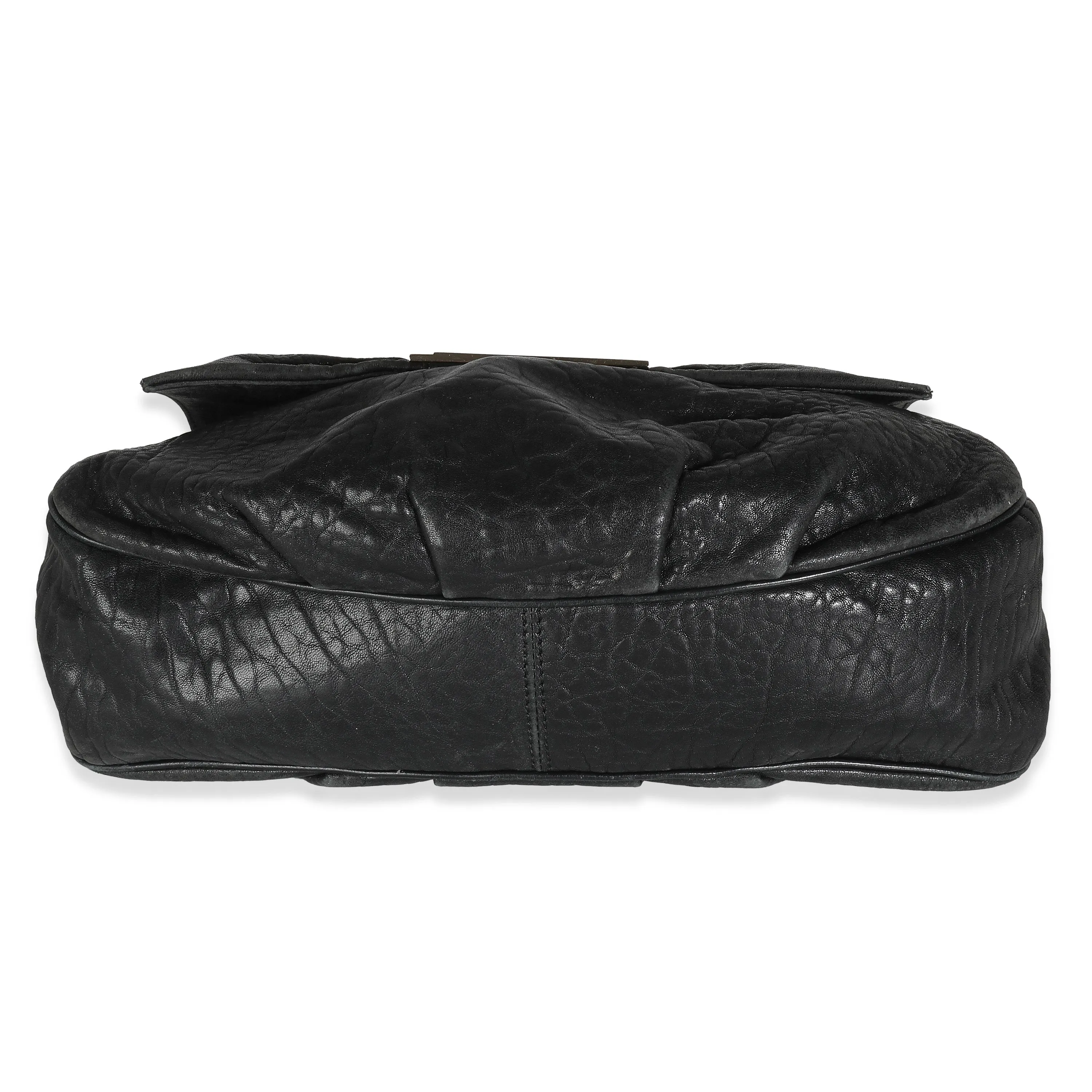 Black Crinkled Lambskin Mia Flap Bag