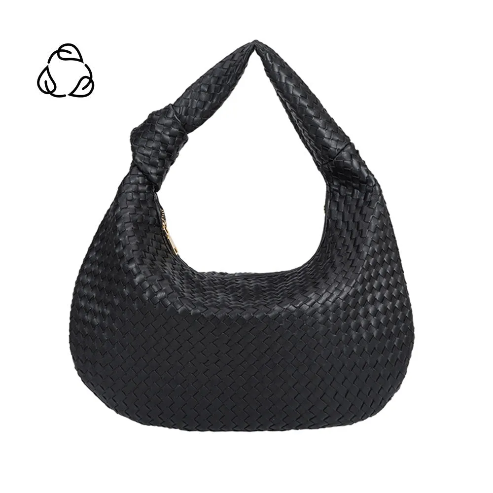 Bridget Large Knot Woven Hobo Bag in Black