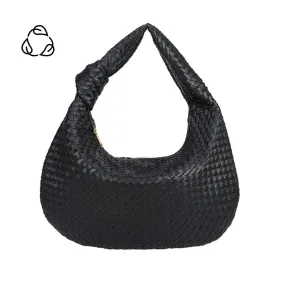 Bridget Large Knot Woven Hobo Bag in Black