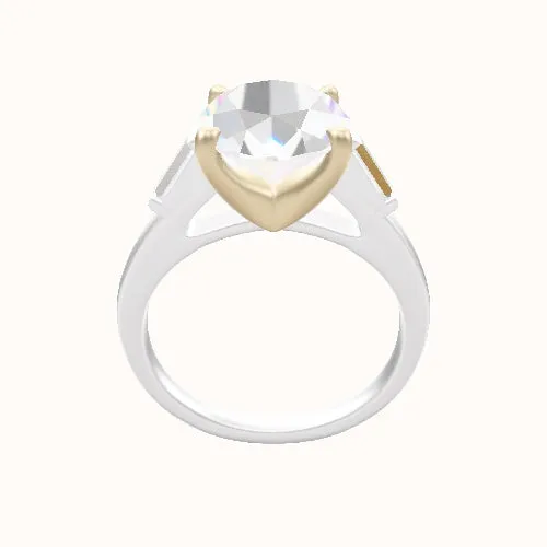 Cathedral Band with Baguette Sidestones Engagement Ring With Four Prong Head