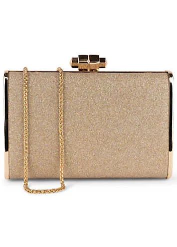 Champagne Glitter ’Devica’ Box Clutch by Paradox London | Look Again