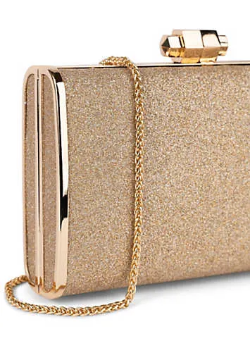 Champagne Glitter ’Devica’ Box Clutch by Paradox London | Look Again