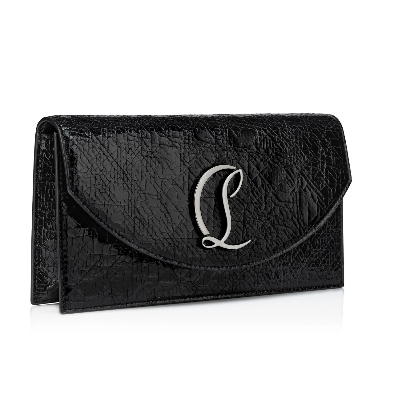 CHRISTIAN LOUBOUTIN Loubi54 Specchio Leather Clutch - BLACKGUN METAL