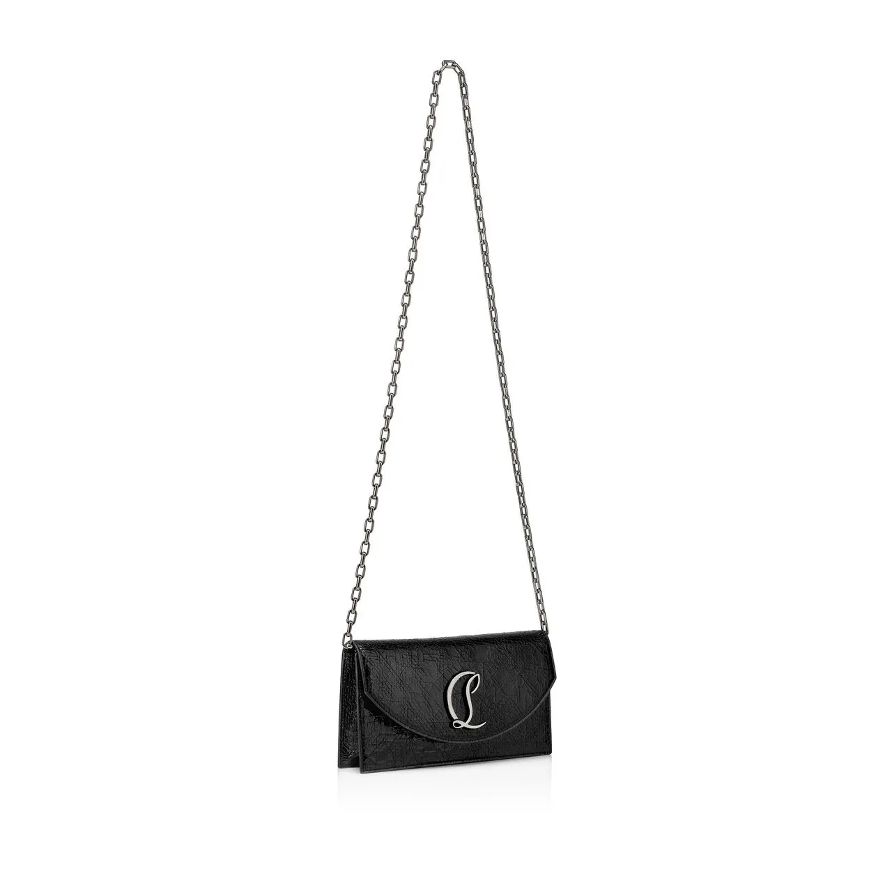 CHRISTIAN LOUBOUTIN Loubi54 Specchio Leather Clutch - BLACKGUN METAL