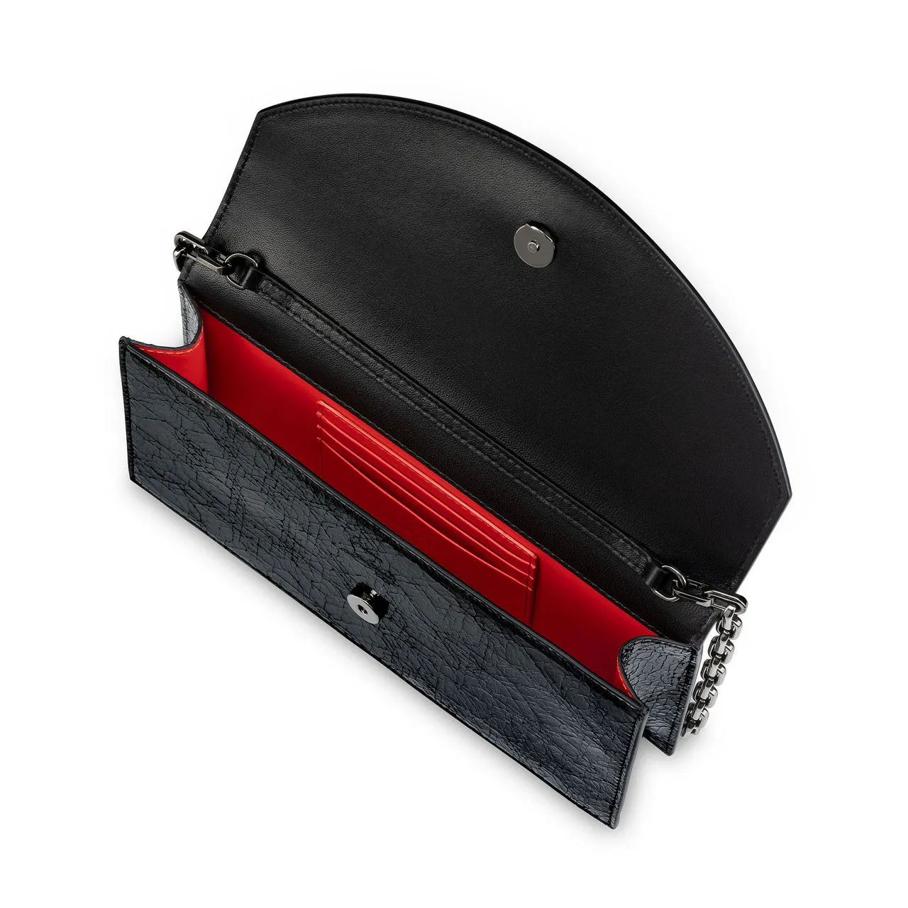 CHRISTIAN LOUBOUTIN Loubi54 Specchio Leather Clutch - BLACKGUN METAL