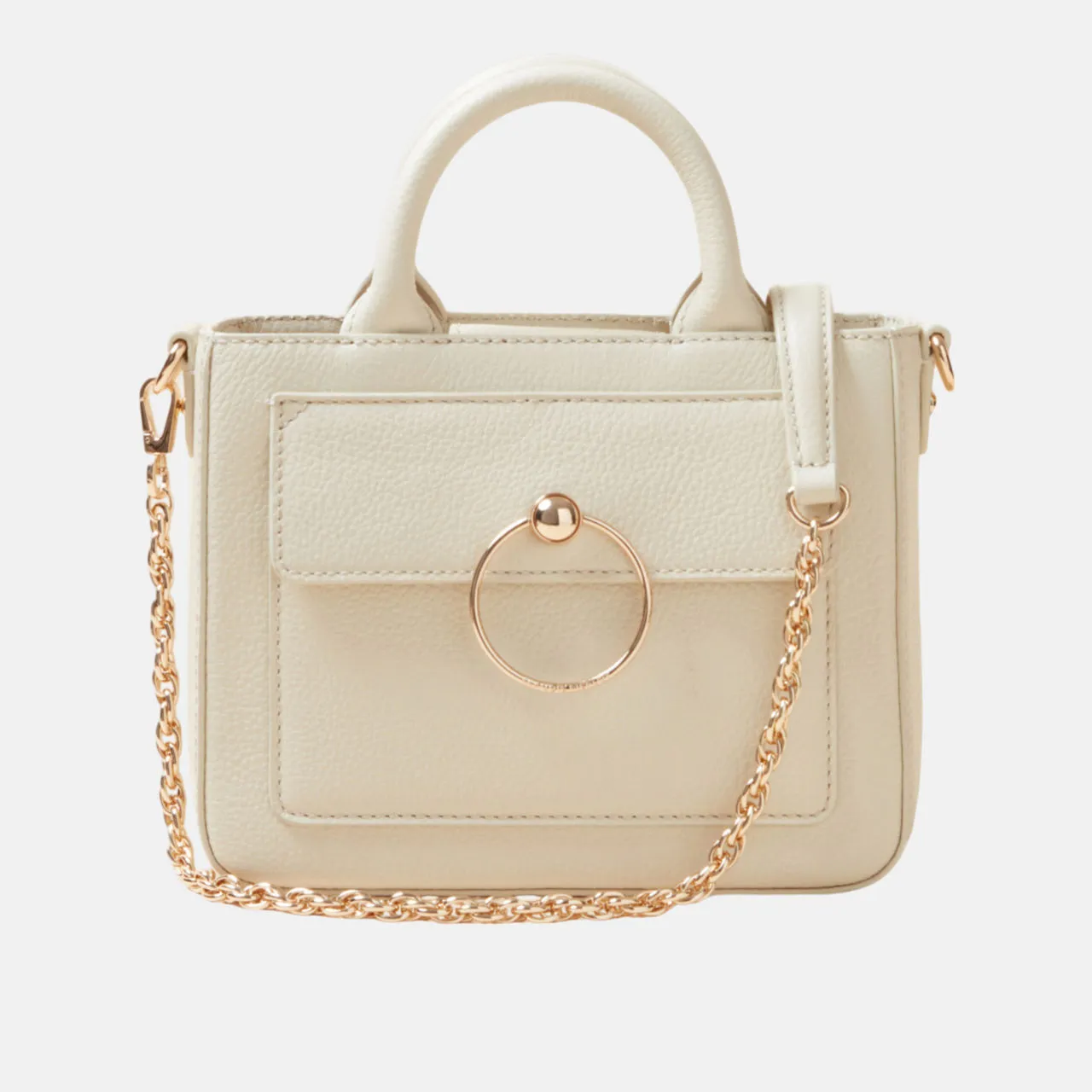 CLAUDIE PIERLOT Grained Top Handle Chain Bag - OATS