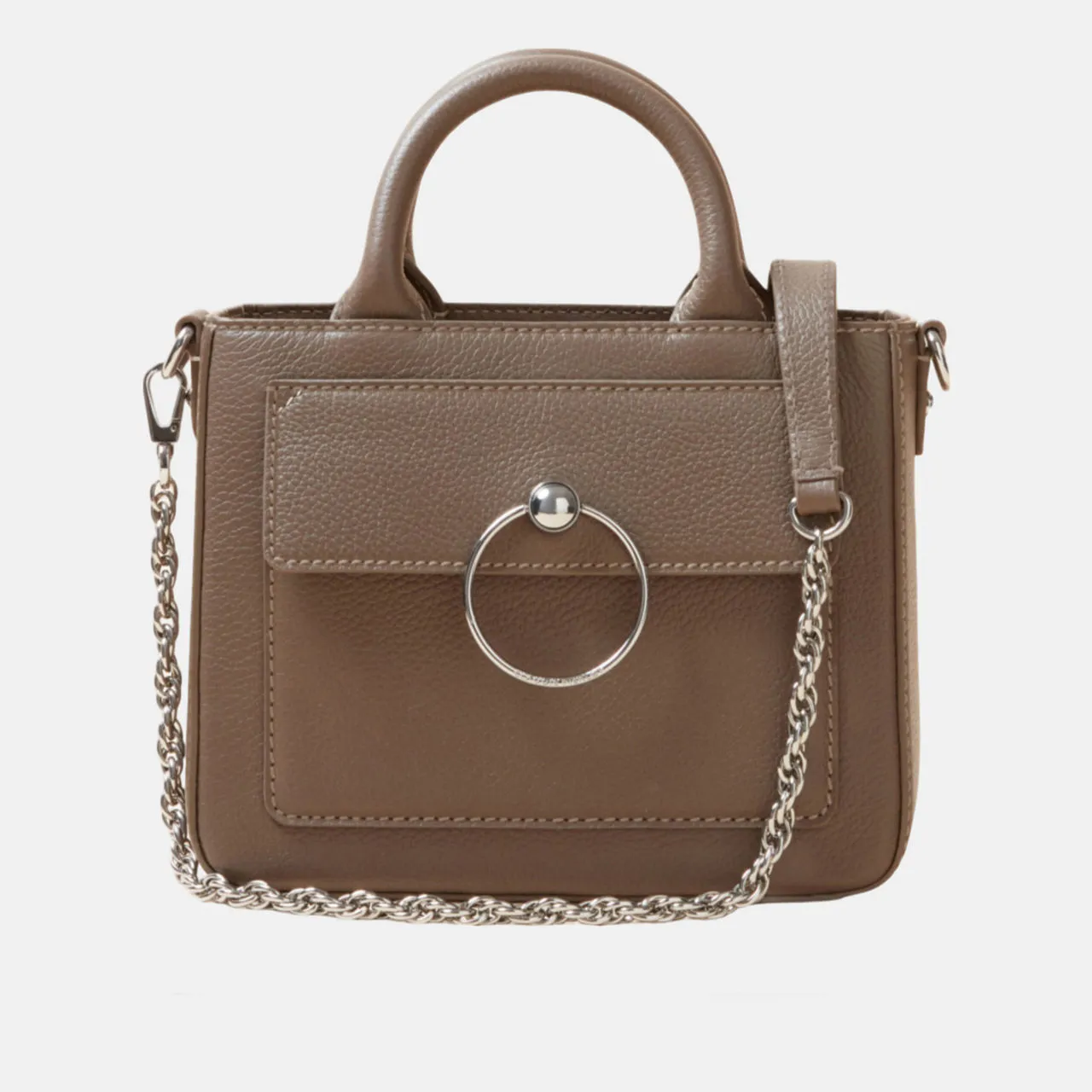 CLAUDIE PIERLOT Grained Top Handle Chain Bag - TAUPE