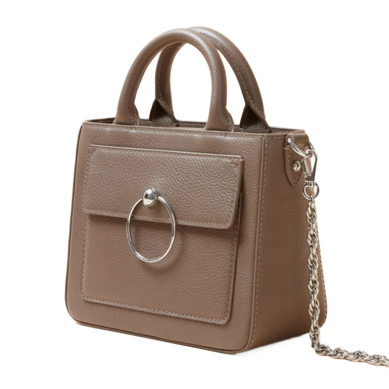 CLAUDIE PIERLOT Grained Top Handle Chain Bag - TAUPE