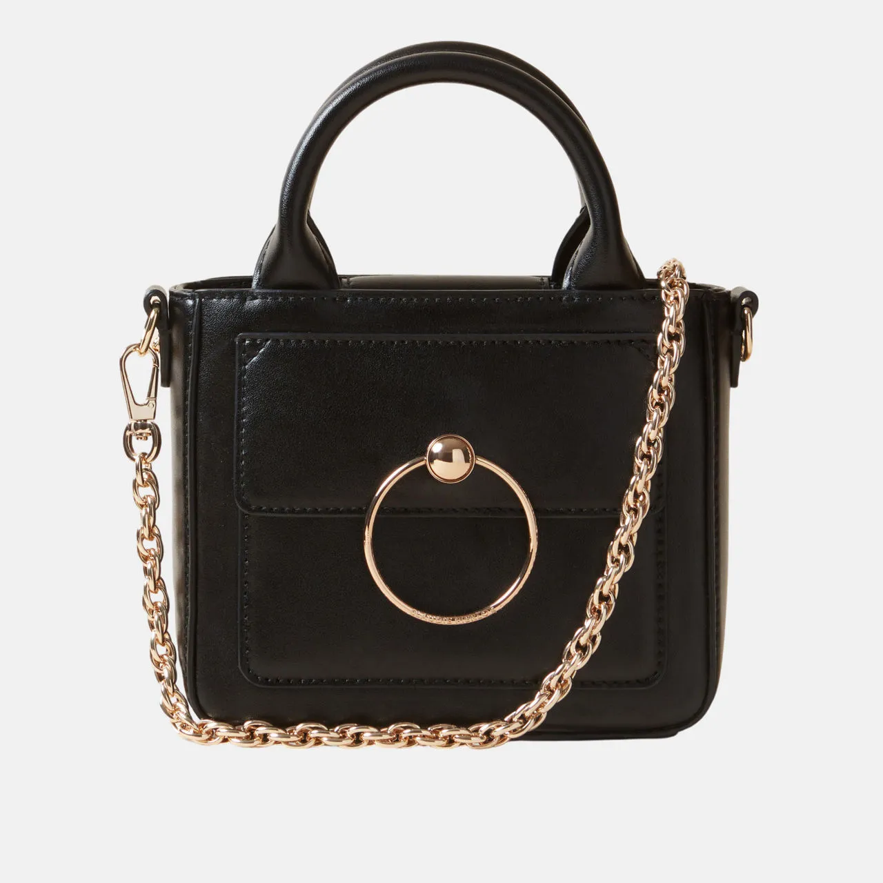 CLAUDIE PIERLOT Smooth Top Handle Chain Bag - BLACK