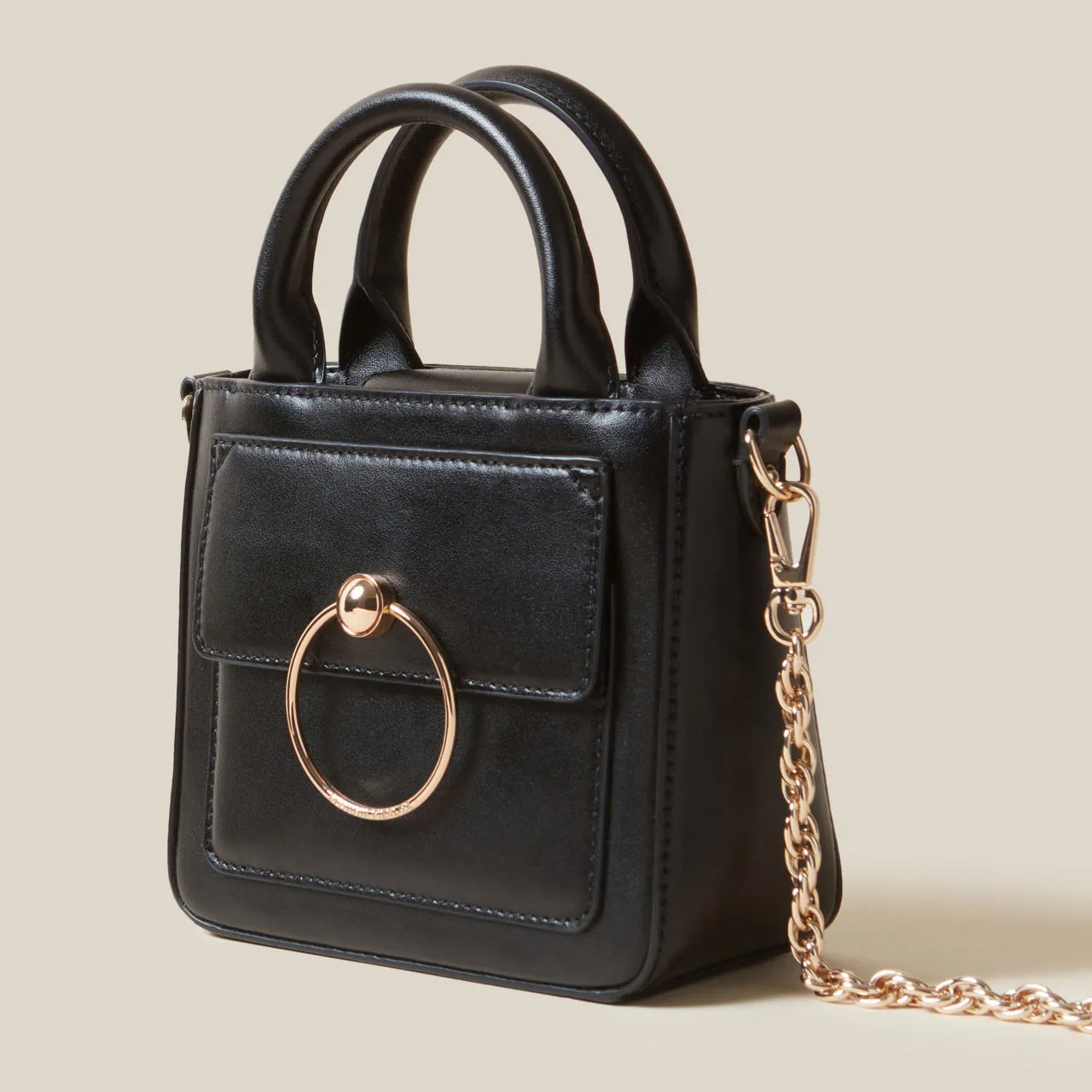 CLAUDIE PIERLOT Smooth Top Handle Chain Bag - BLACK