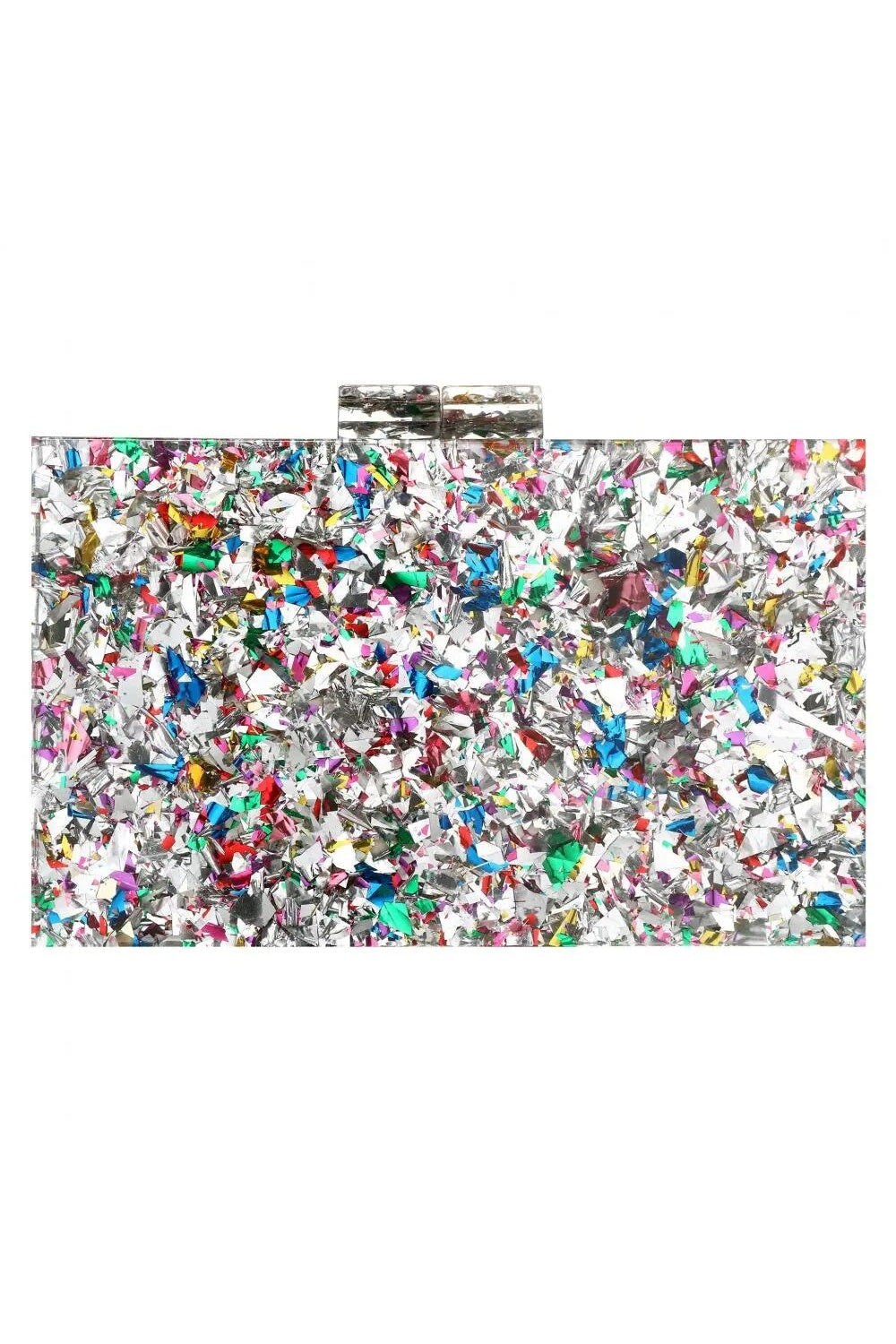 CONFETTI CLUTCH SILVER MULTI