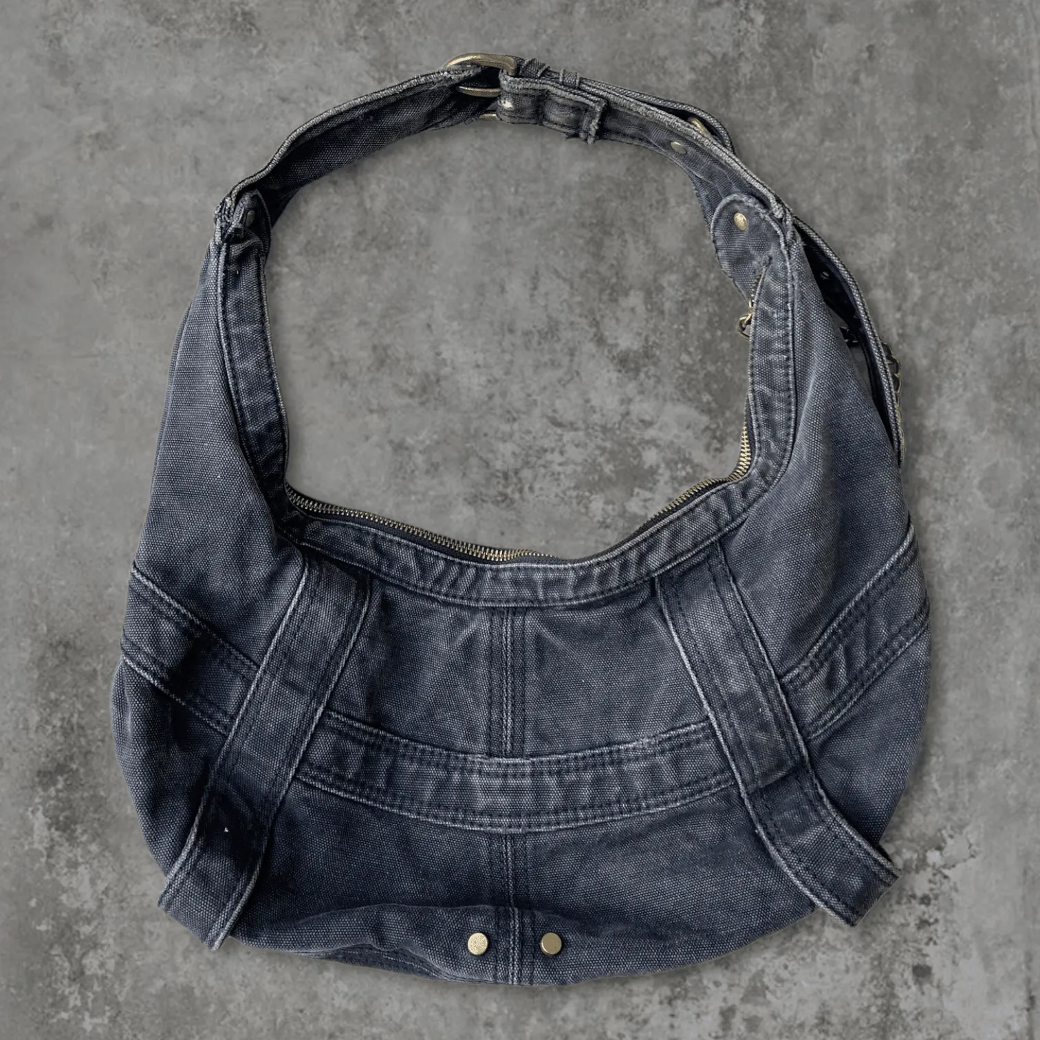 DIESEL BLACK DENIM SHOULDER BAG