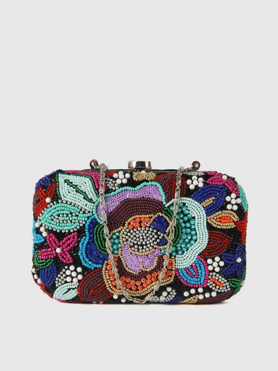 Embellished Foral Box Clutch