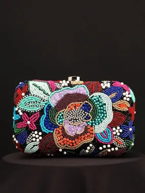 Embellished Foral Box Clutch