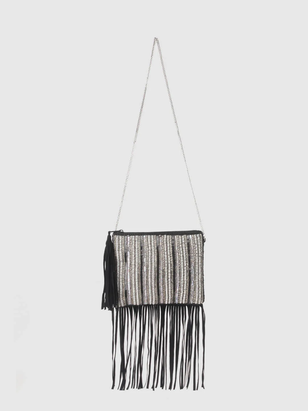 Embellished Fringe Clutch