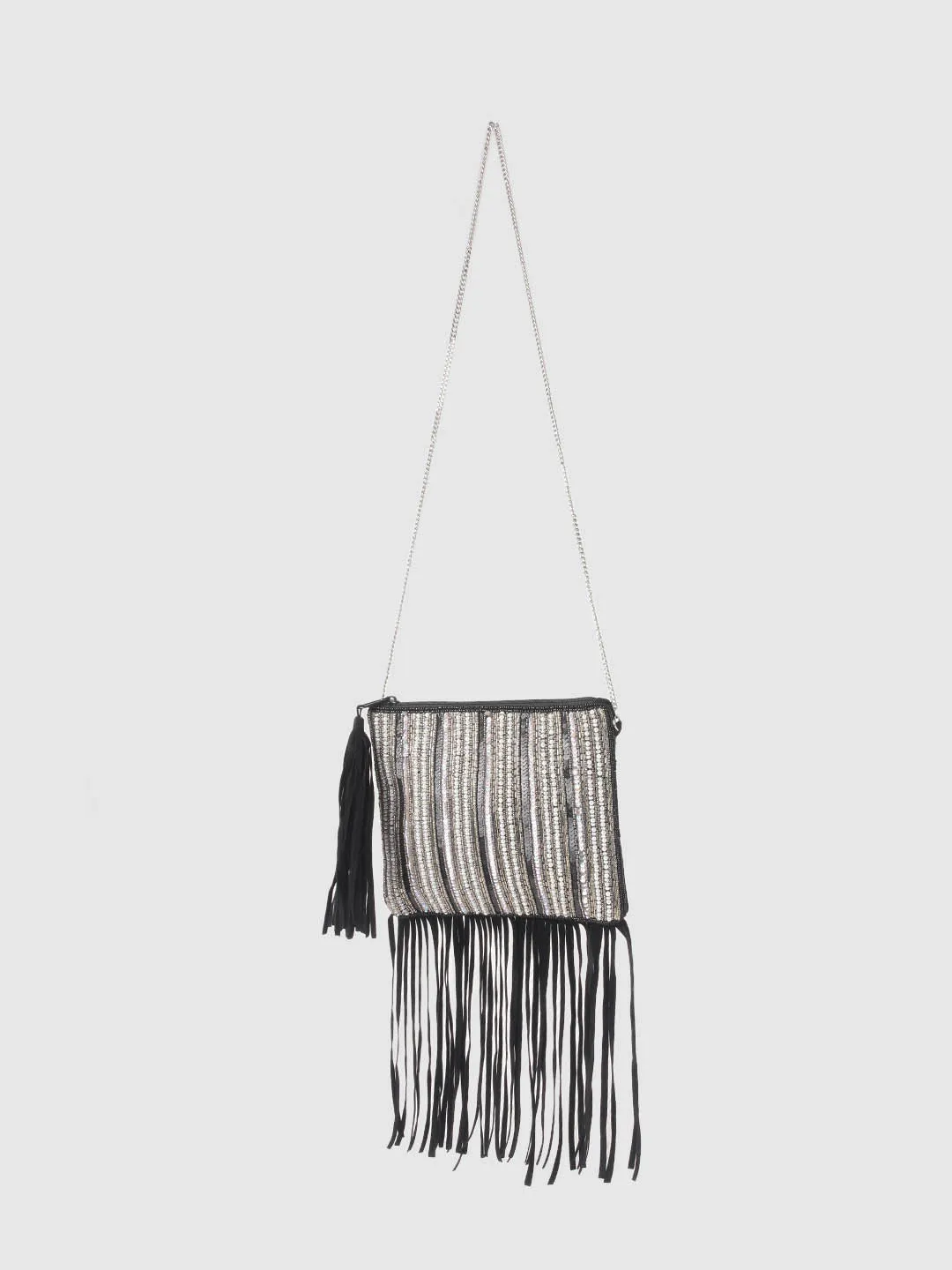 Embellished Fringe Clutch