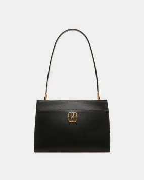 Emblem Shoulder Bag In Black Grained Leather