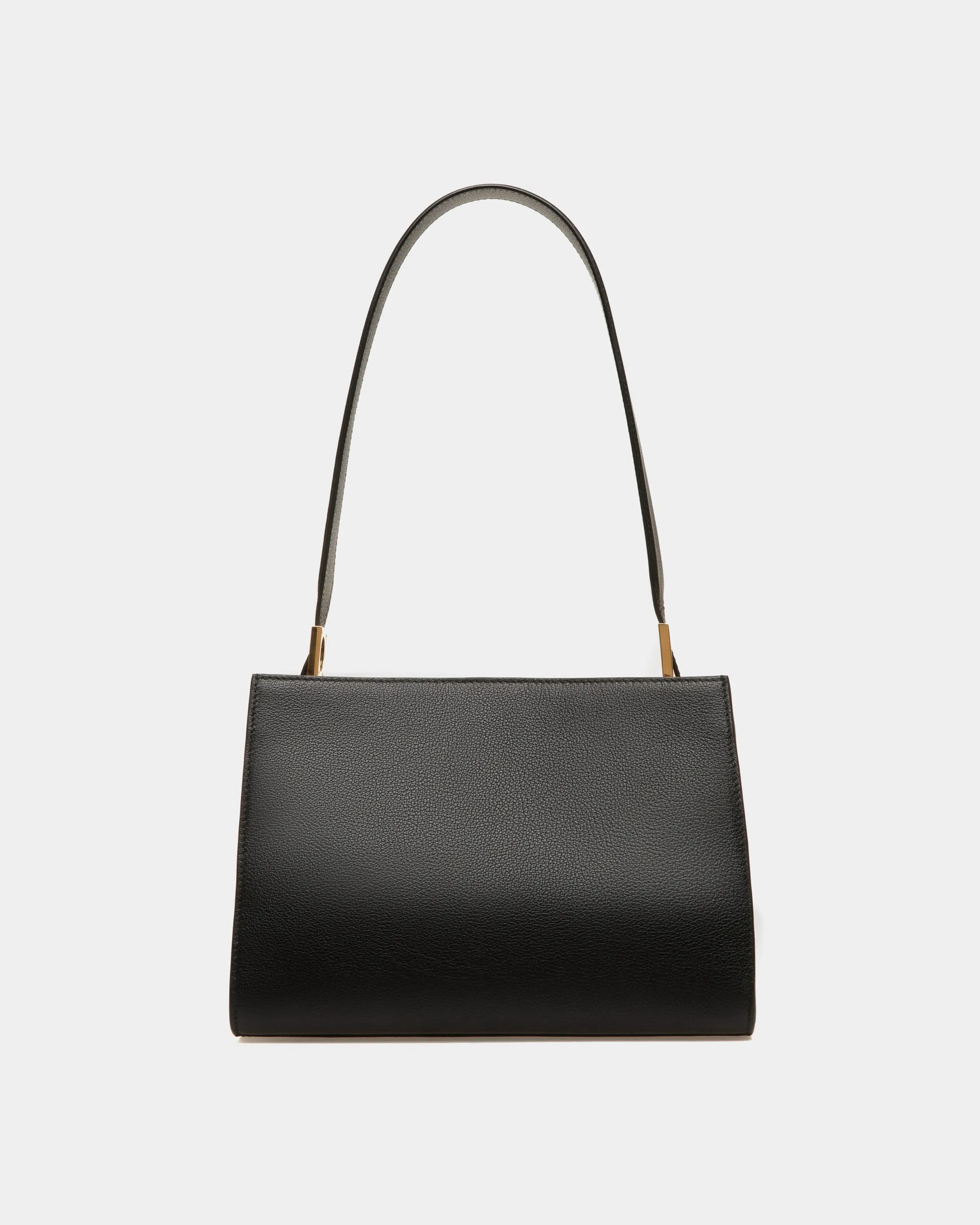 Emblem Shoulder Bag In Black Grained Leather