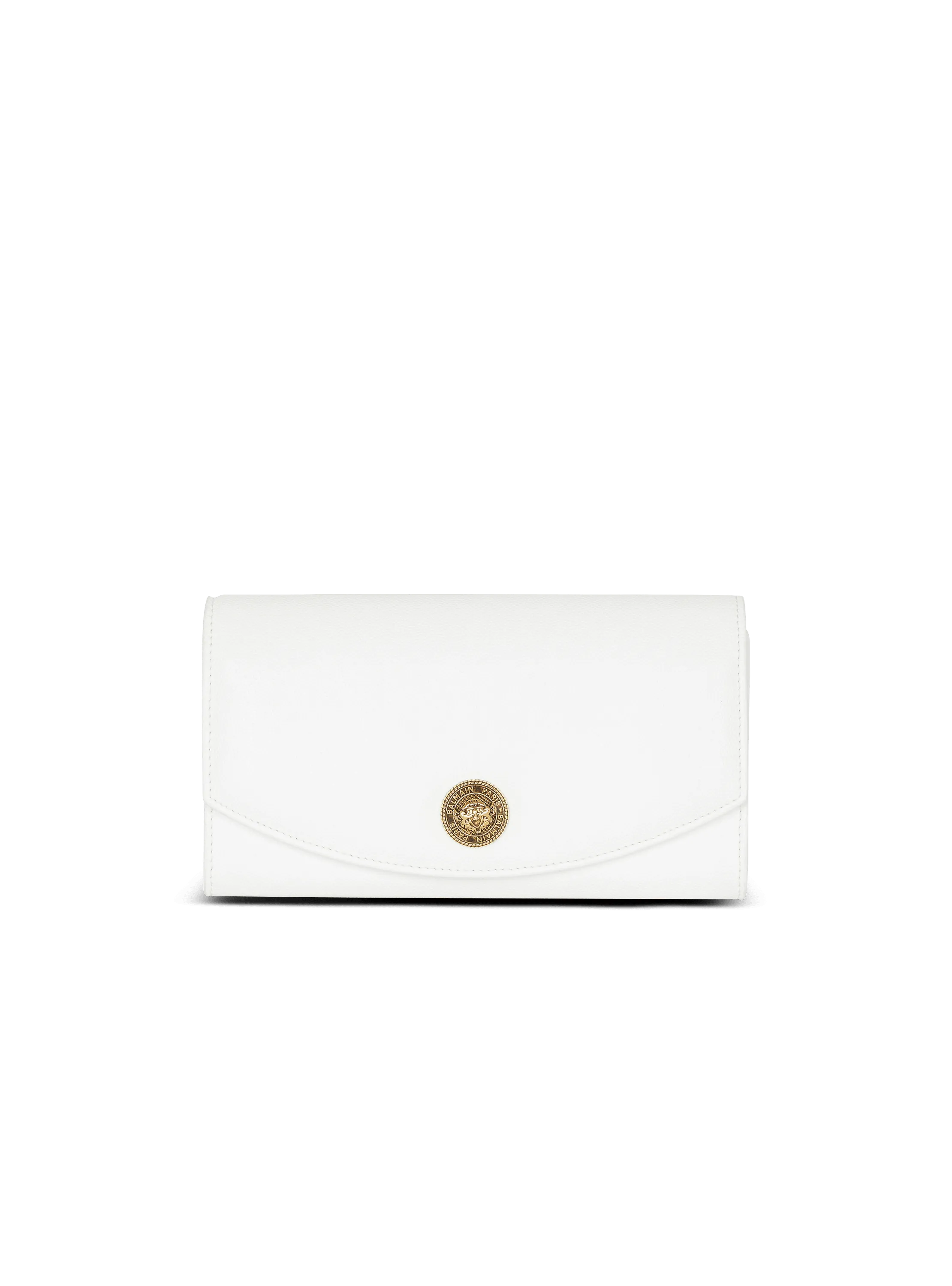 Emblème grained calfskin clutch