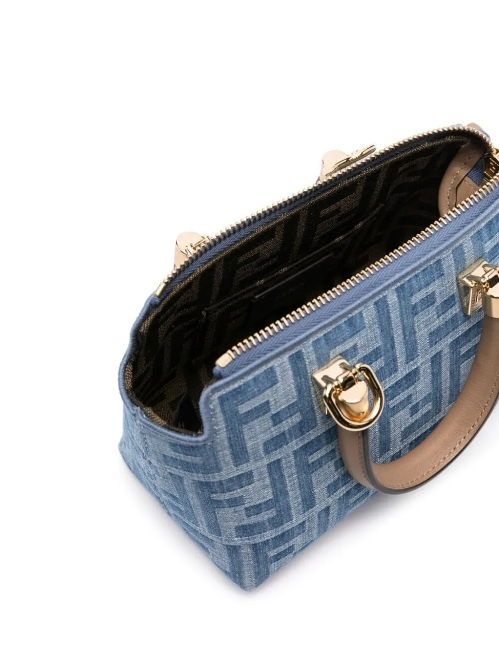 FENDI Elegant Mini Jacquard Handbag with Leather Accents