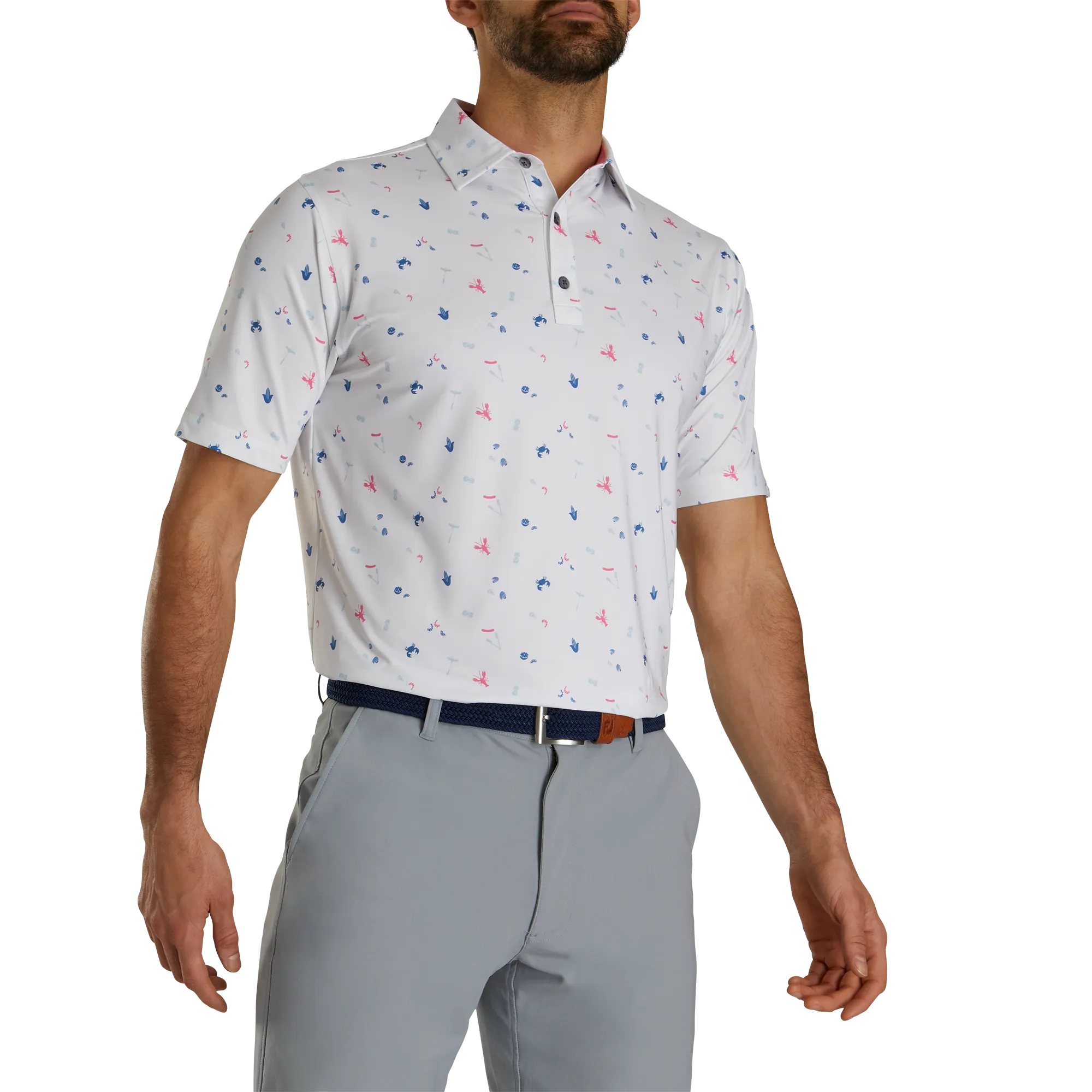 FootJoy Clam Bake Print Lisle Self Collar Polo