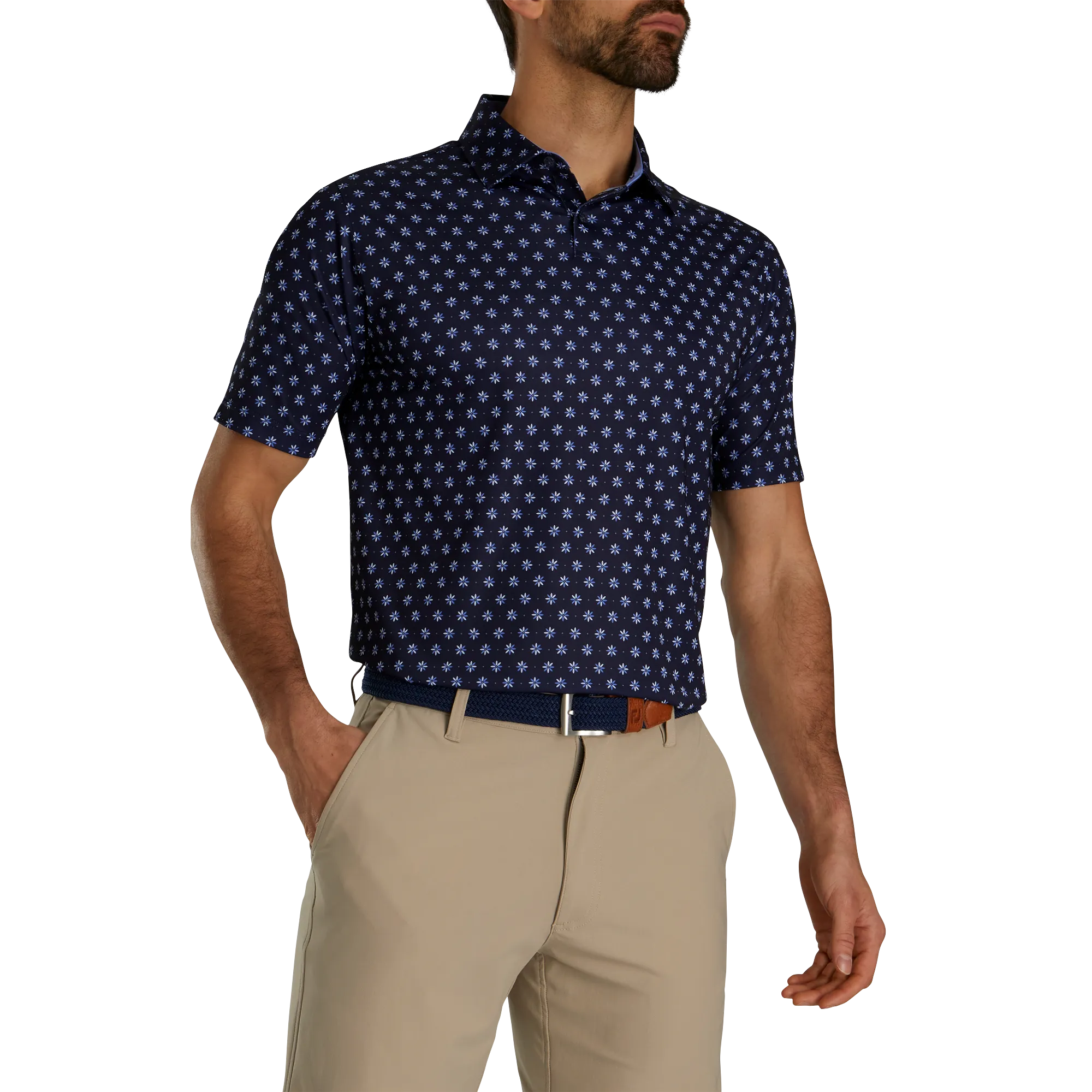 FootJoy Flower Foulard Lisle Self Collar Polo