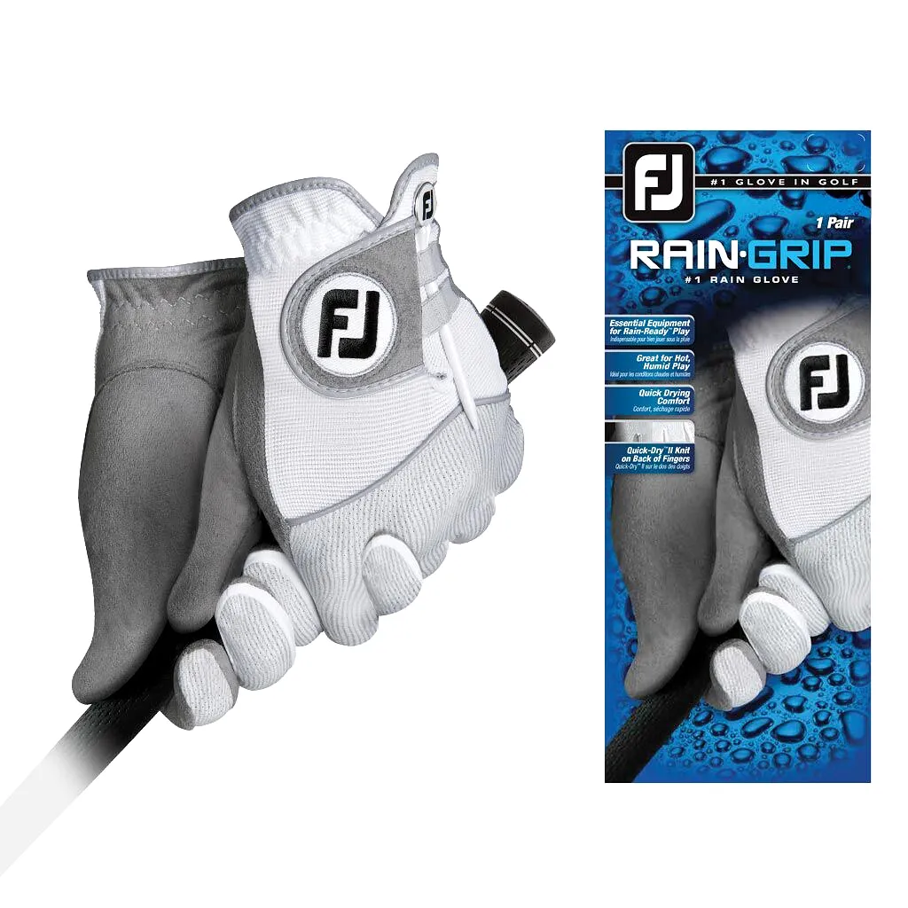 Footjoy RainGrip White Golf Gloves (1 Pair)