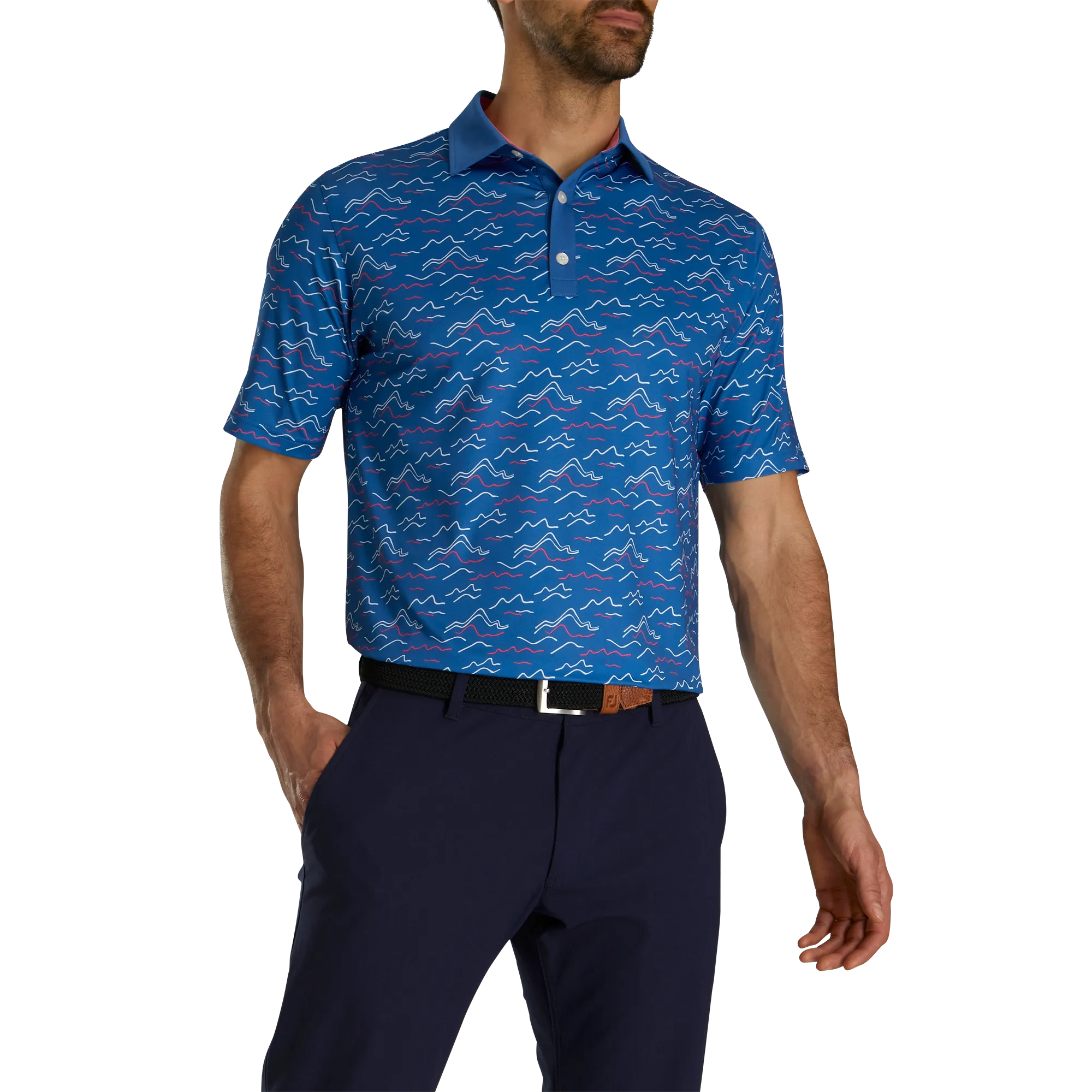 FootJoy Wave Print Lisle Self Collar Polo