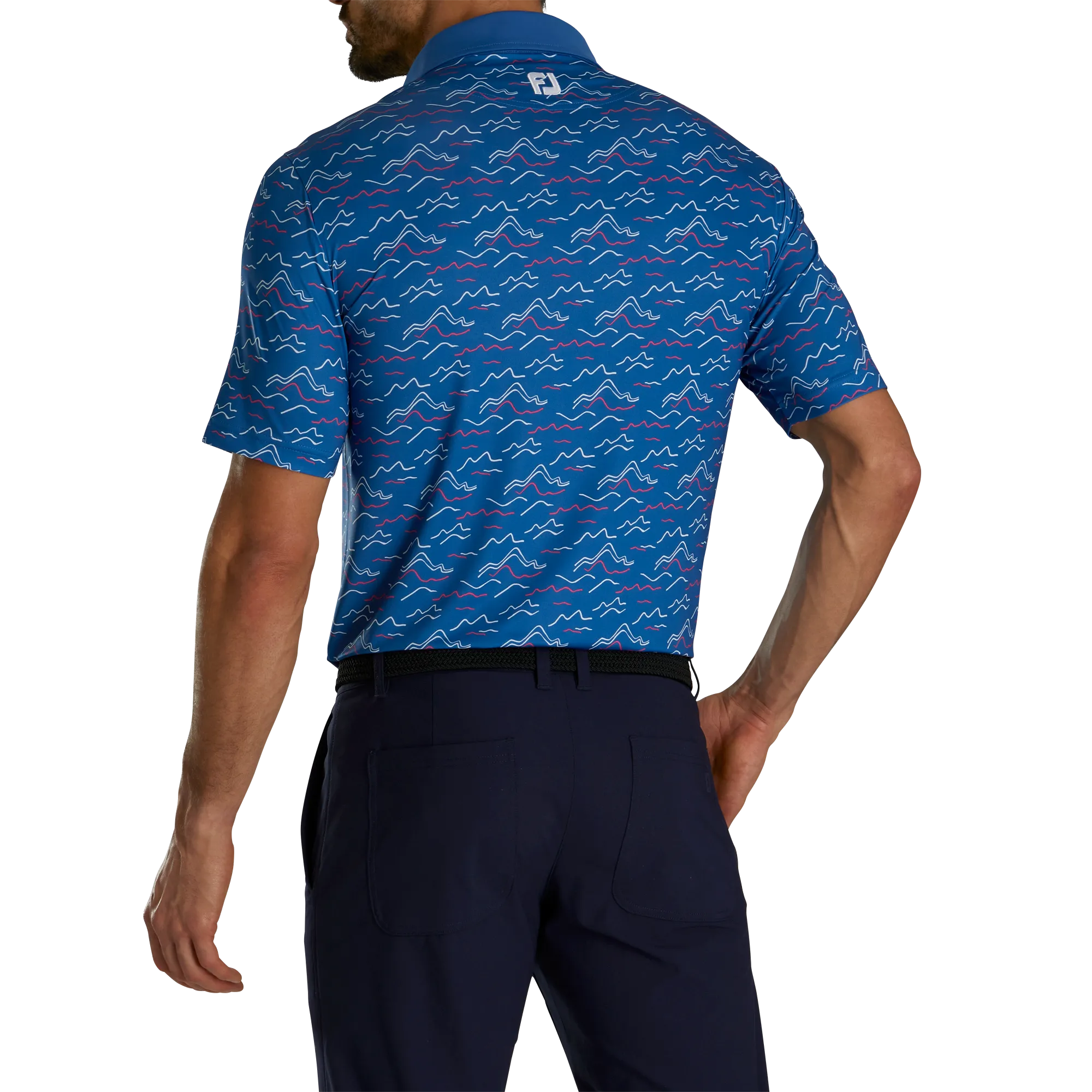 FootJoy Wave Print Lisle Self Collar Polo