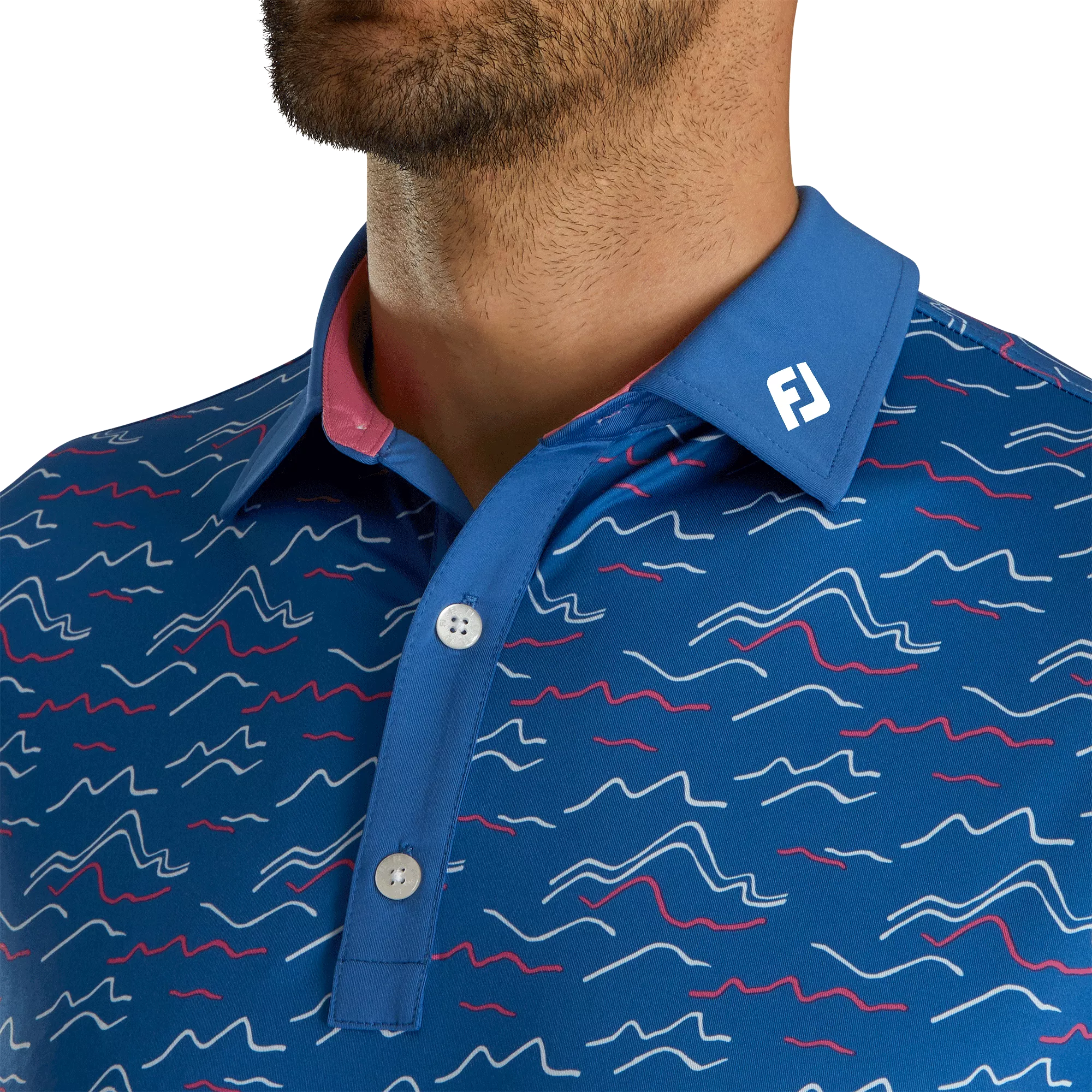 FootJoy Wave Print Lisle Self Collar Polo