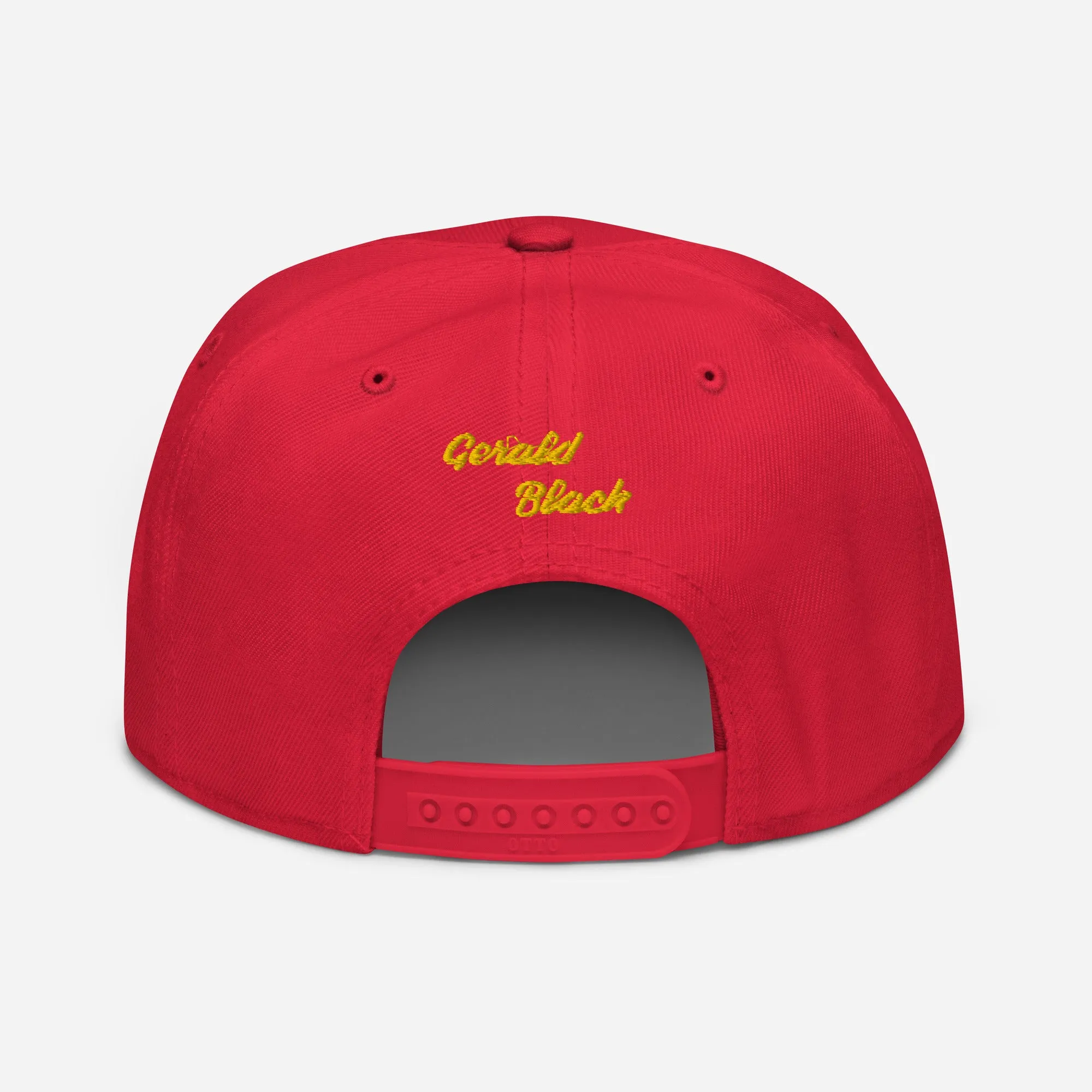 Gerald Black Snapback Unisex Hat with Flat Brim Yellow Trim