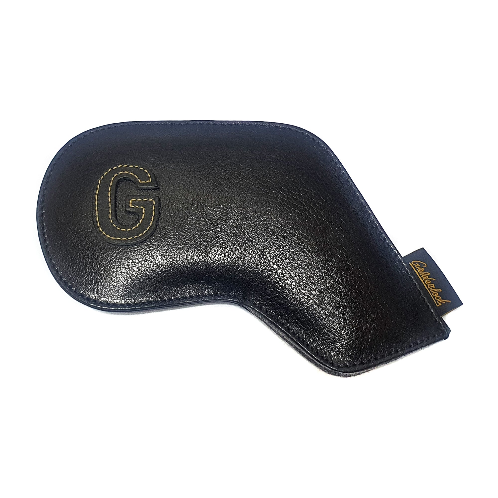 Goldenlock Black Golf Head Iron Covers Genuine Leather Gifts Accessory