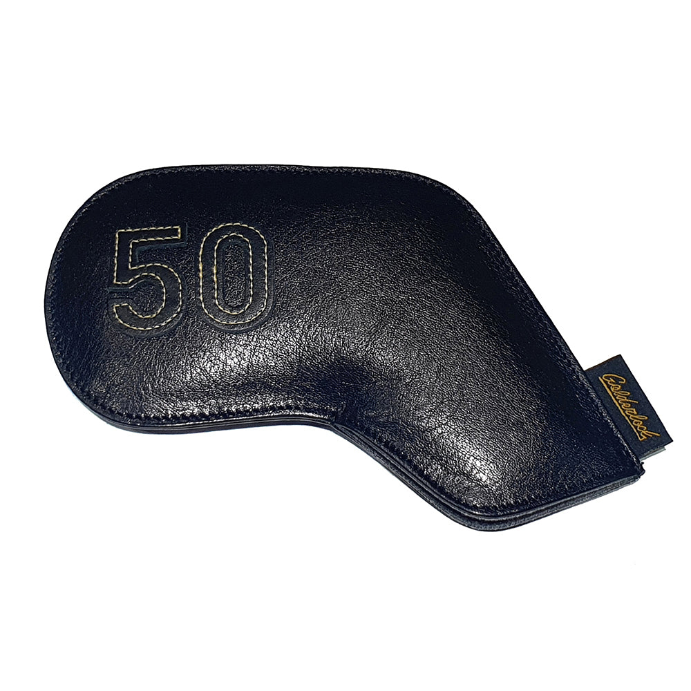 Goldenlock Black Golf Head Iron Covers Genuine Leather Gifts Accessory