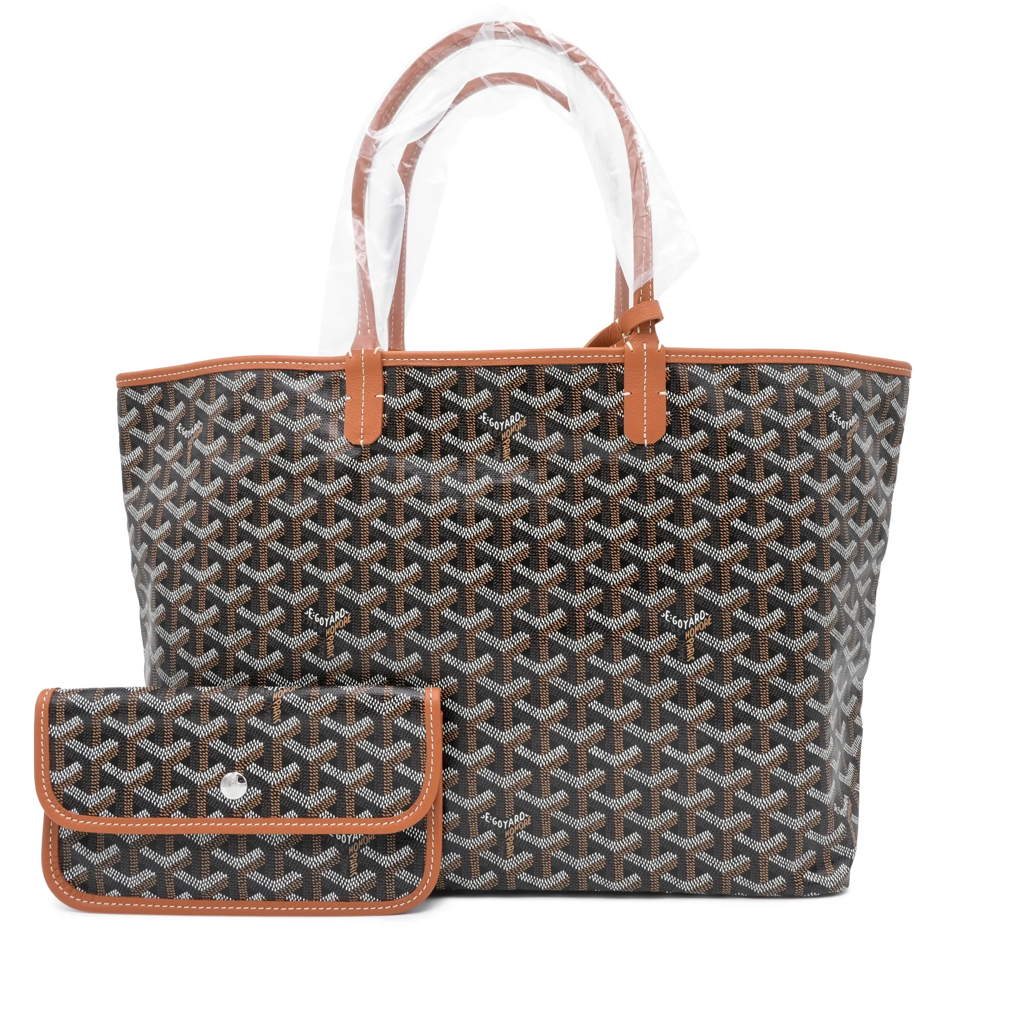 Goyard Black Goyardine Canvas and Tan Chevroches Calfskin Saint Louis PM Tote