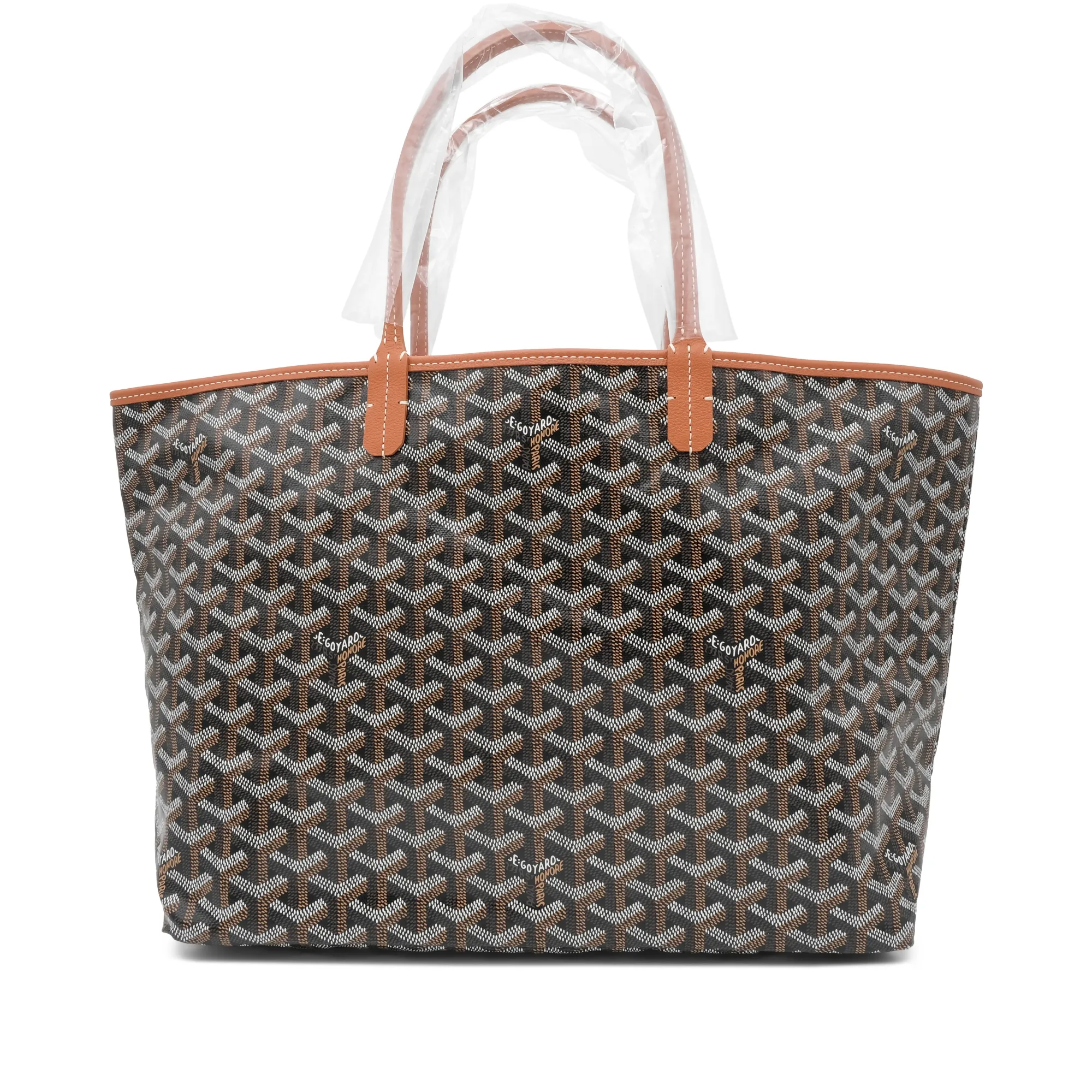 Goyard Black Goyardine Canvas and Tan Chevroches Calfskin Saint Louis PM Tote