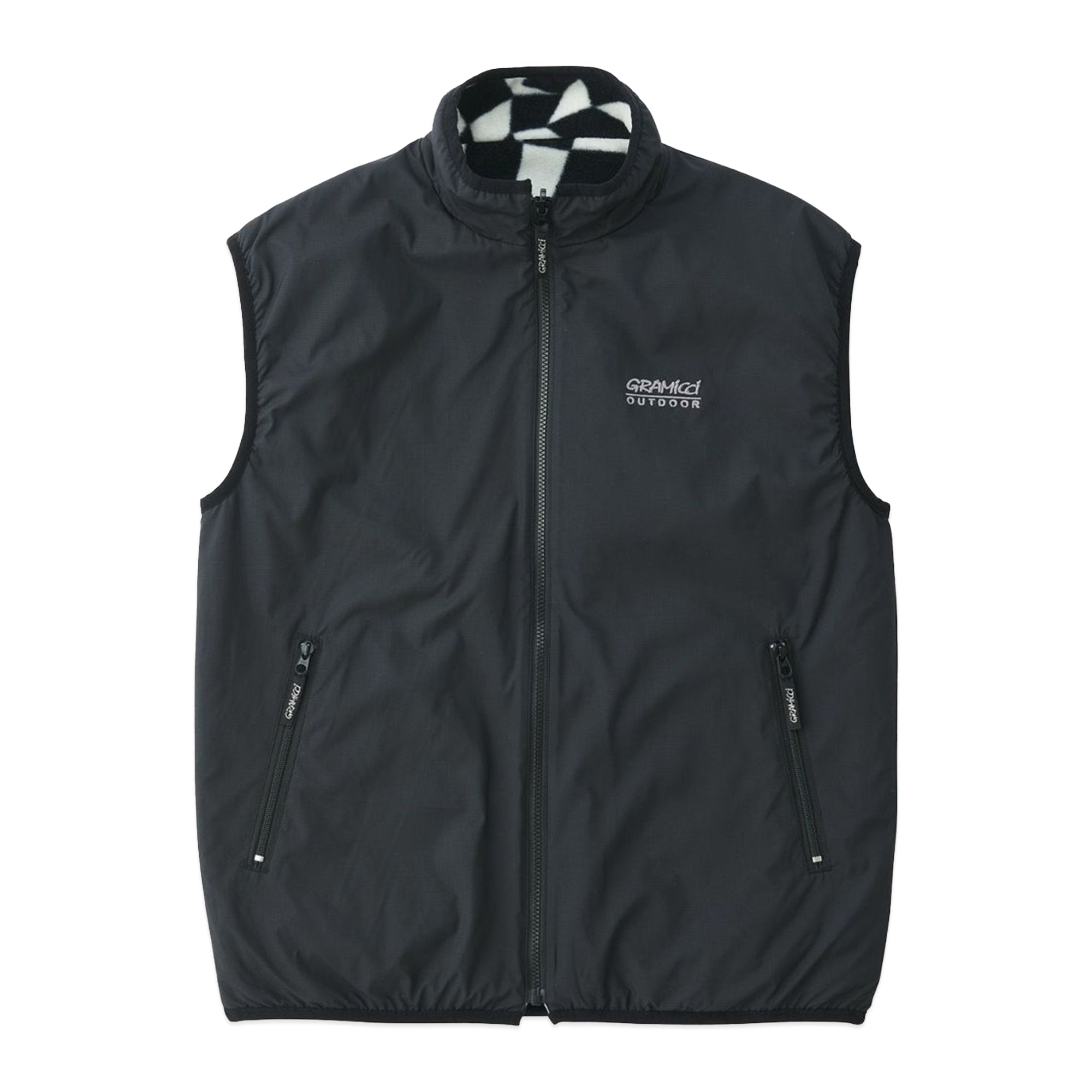 Gramicci Micro Ripstop & Fleece Reversible Vest - Black Check