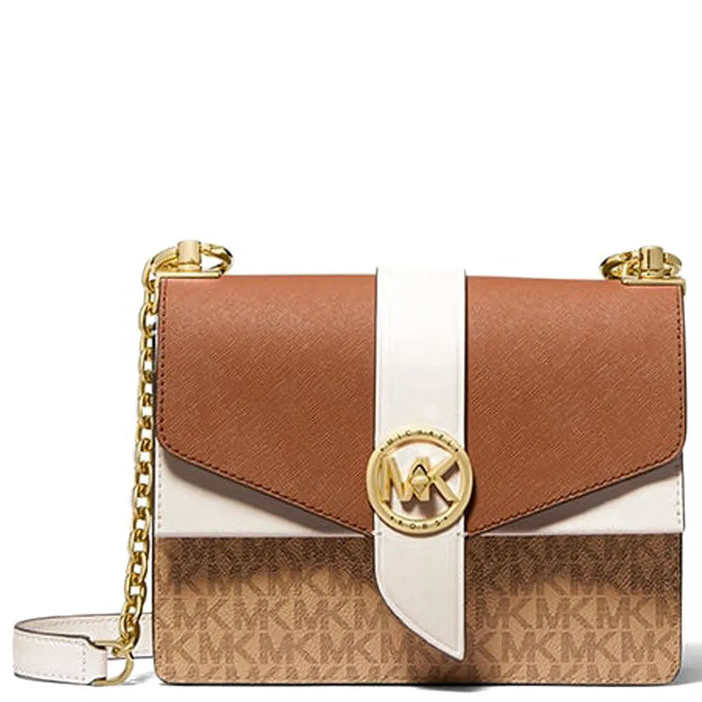 Greenwich Small Color-Block Logo and Saffiano Leather Crossbody Bag