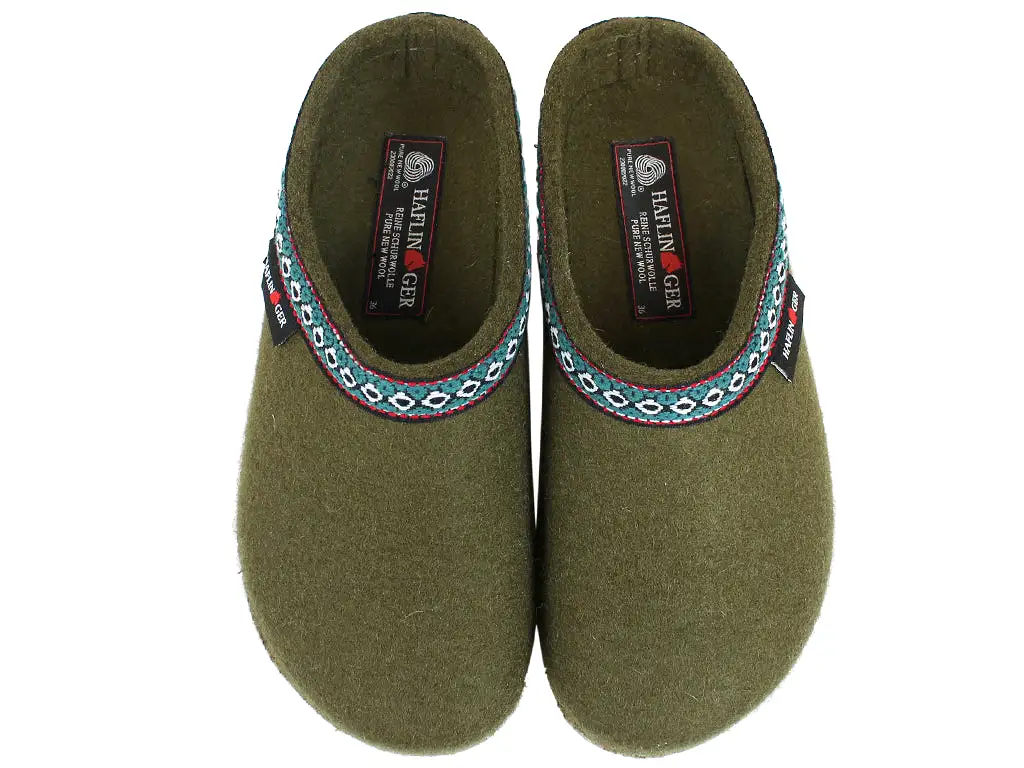 Haflinger Clogs Grizzly Franzl Olive