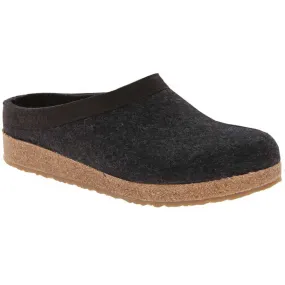 Haflinger GZL44 Grizzly Wool Clog Leather Trim Charcoal (Unisex)