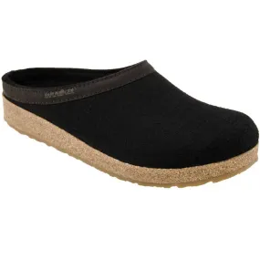 Haflinger GZL45 Grizzly Wool Clog Leather Trim Black (Unisex)