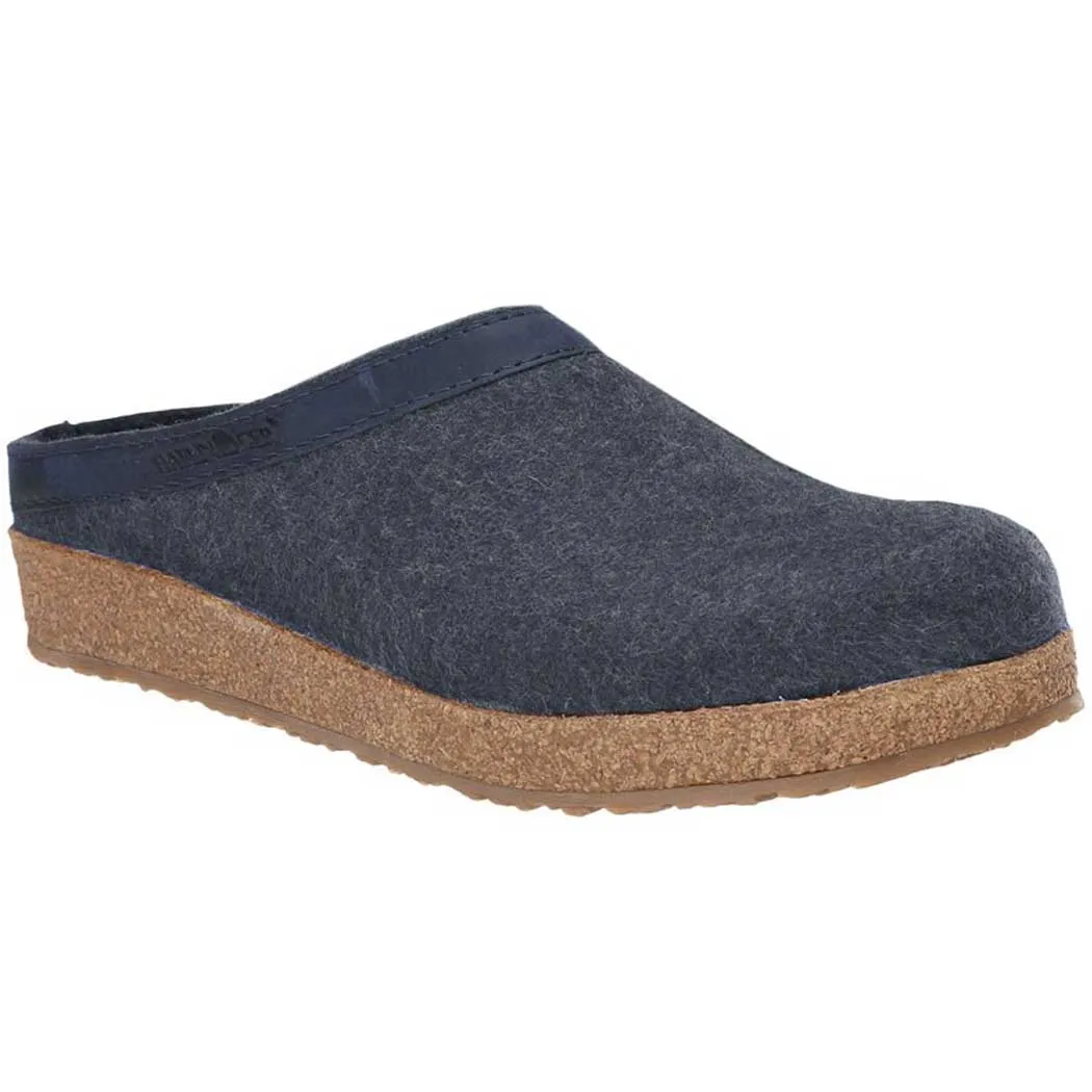 Haflinger GZL79 Grizzly Wool Clog Leather Trim Capt. Blue (Women's)