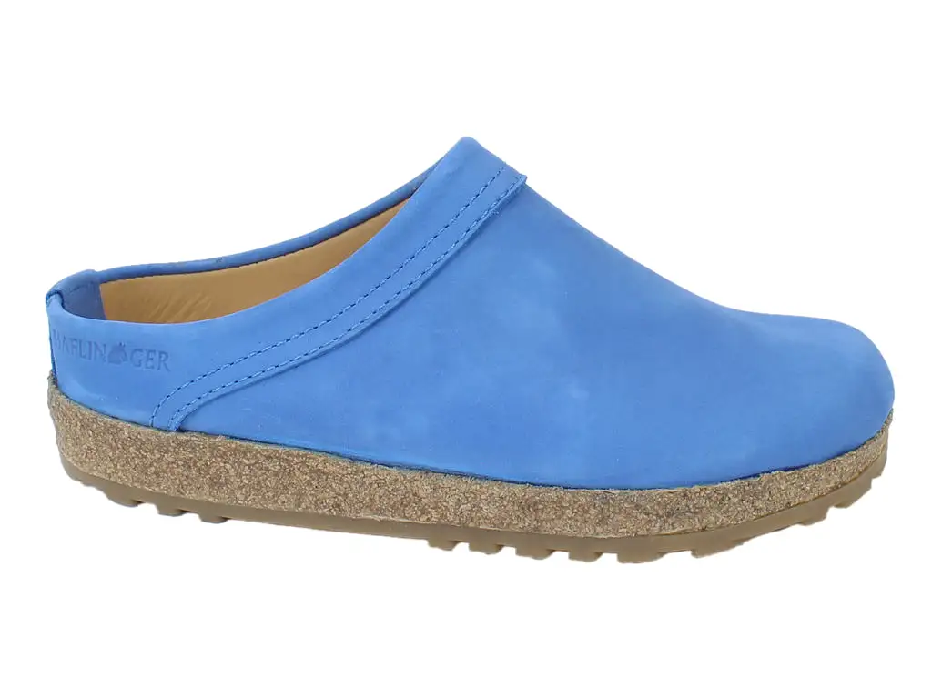 Haflinger Leather Clogs Malmo Blue