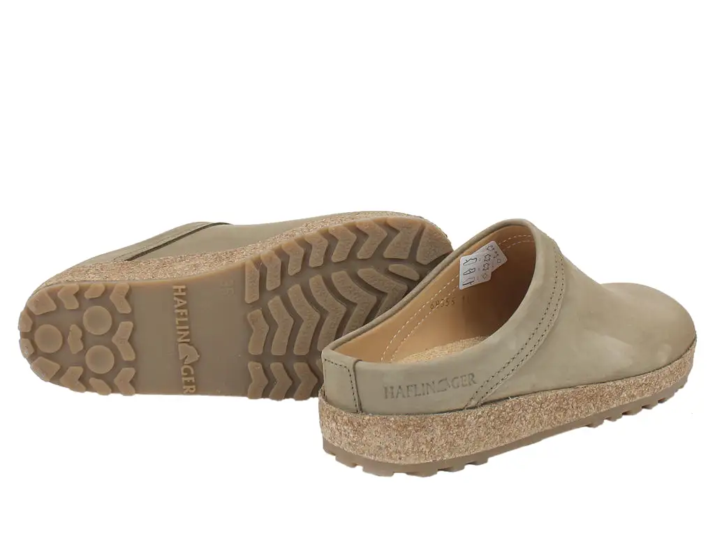 Haflinger Leather Clogs Malmo Taupe