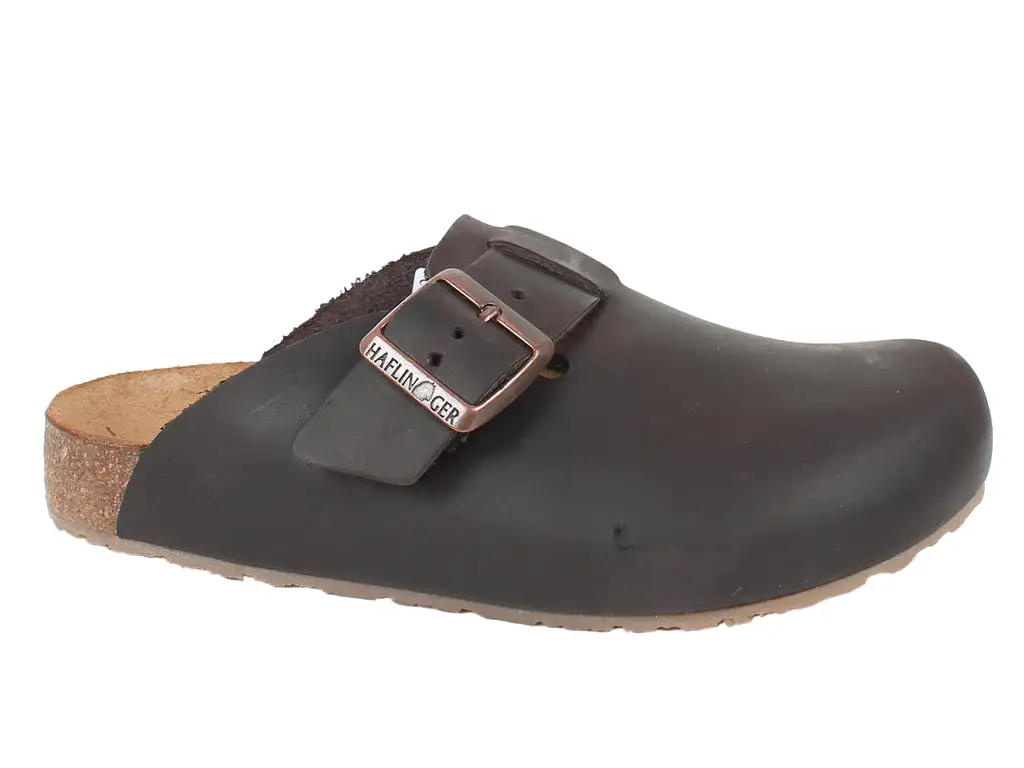 Haflinger Leather Clogs Porto Brown